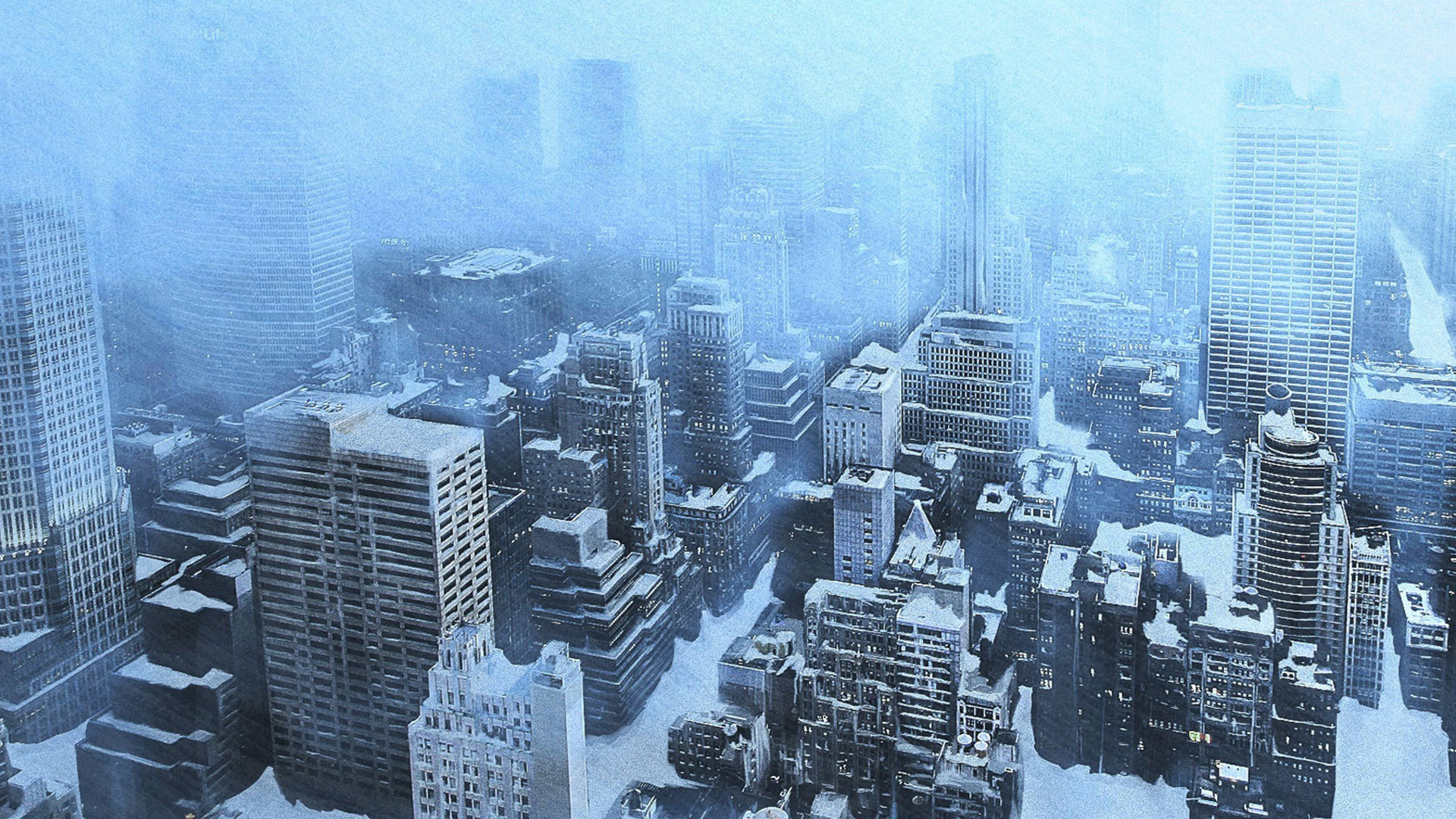 1920x1080 apocalyptic winter snow ice dark sci-fi city wallpaper background .