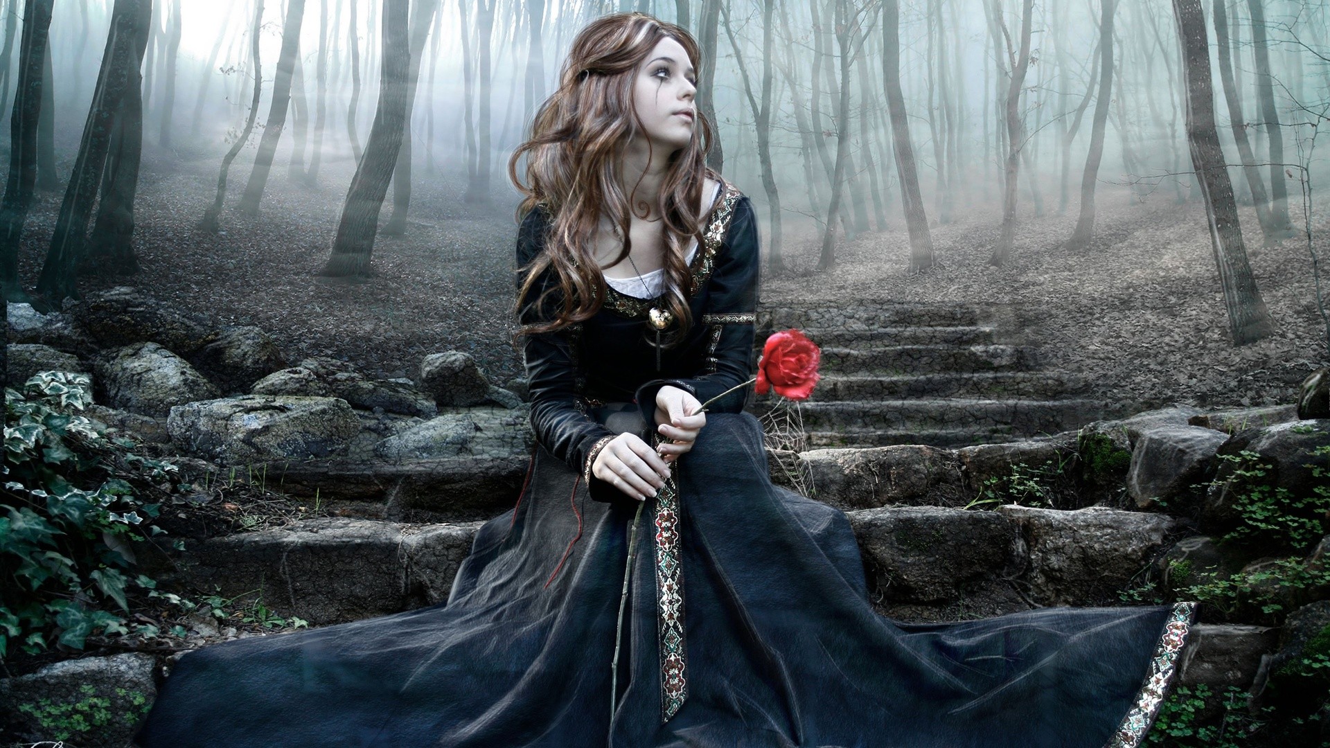 1920x1080 Background Gothic Girls | Gothic girl in the forest Wallpapers, Artistic |  HD Desktop Wallpapers