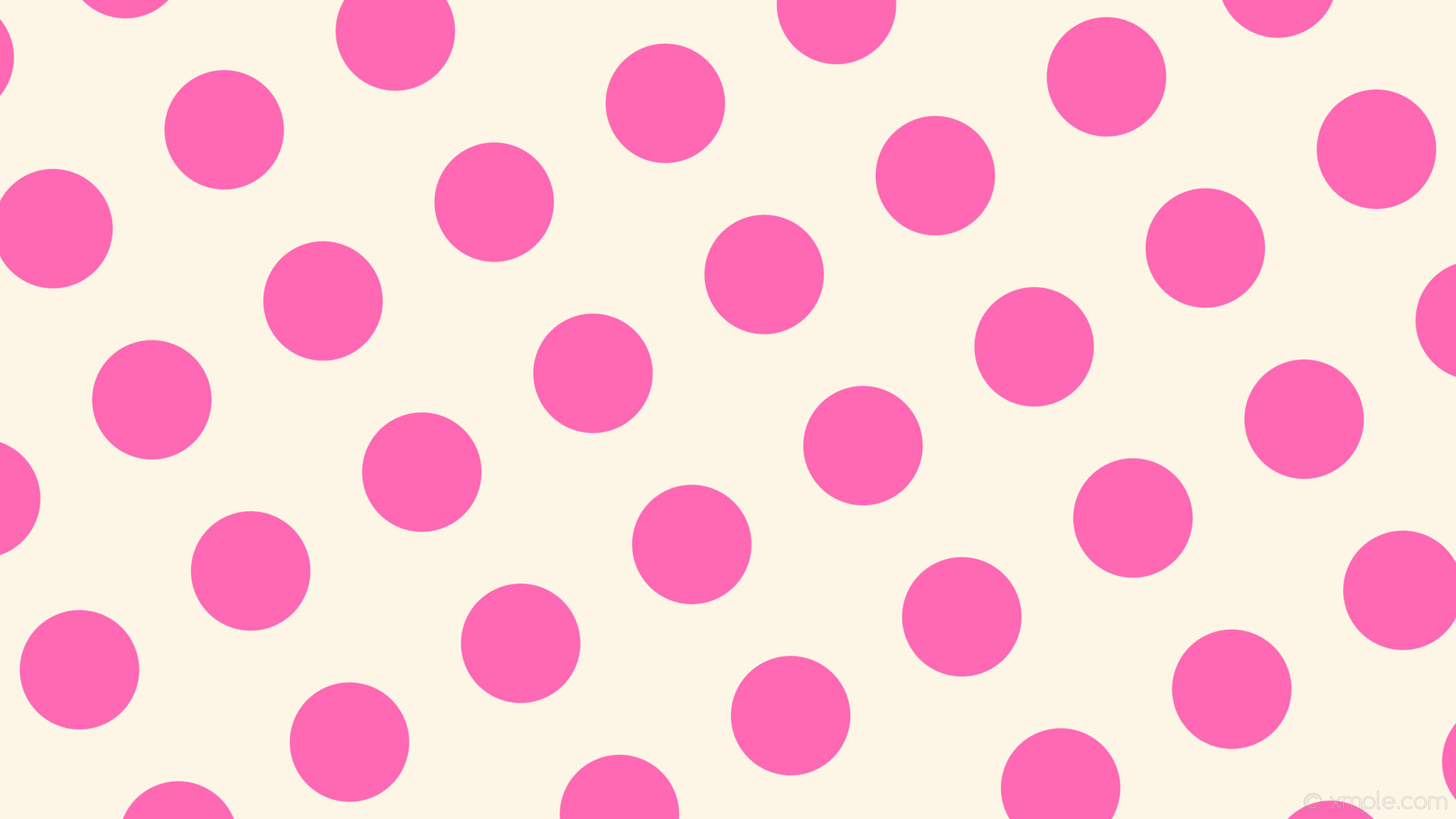 2048x1152 wallpaper white polka spots pink dots old lace hot pink #fdf5e6 #ff69b4 30Â°