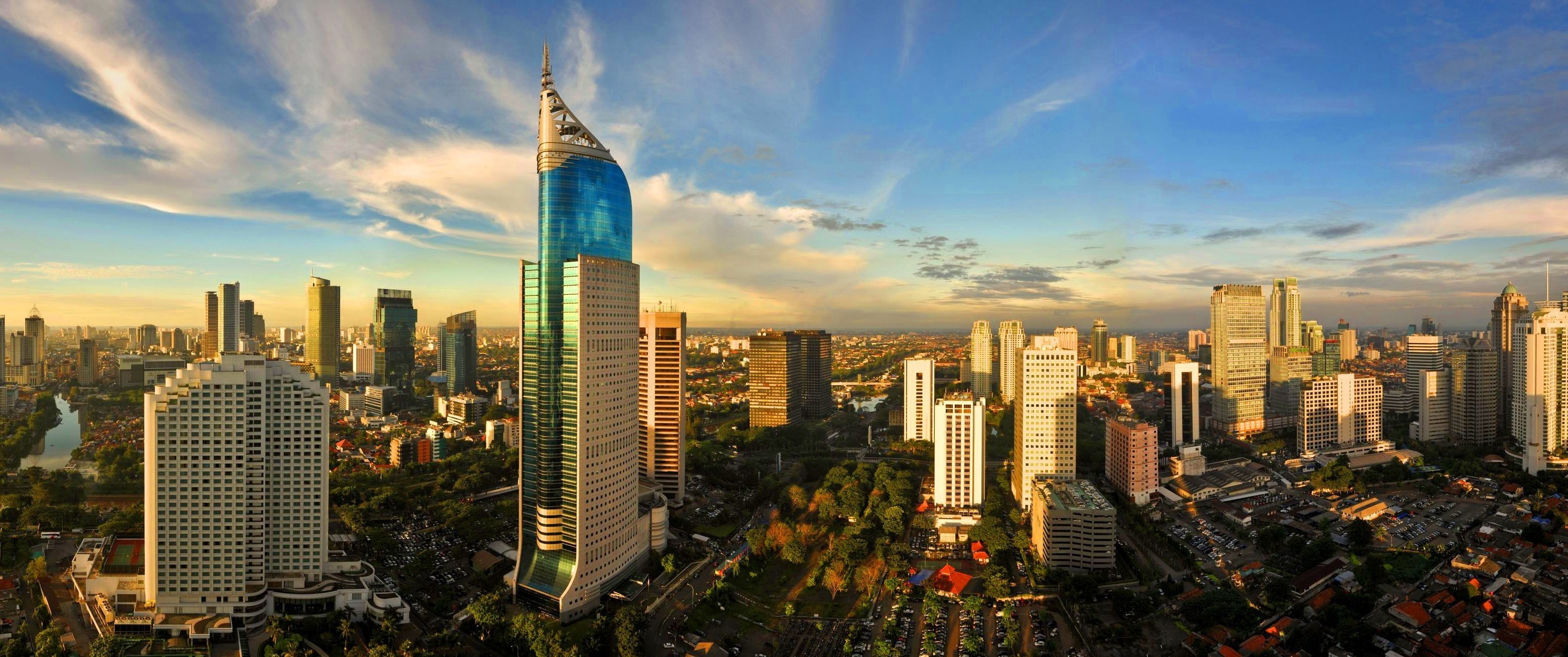 3100x1300 Cityscapes indonesia cities skyline jakarta wallpaper
