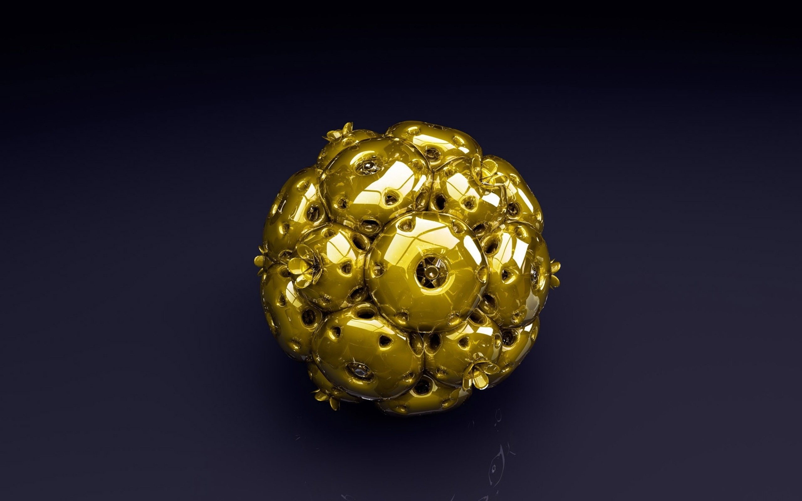 2560x1600  Wallpaper ball, shape, gold, metallic blue