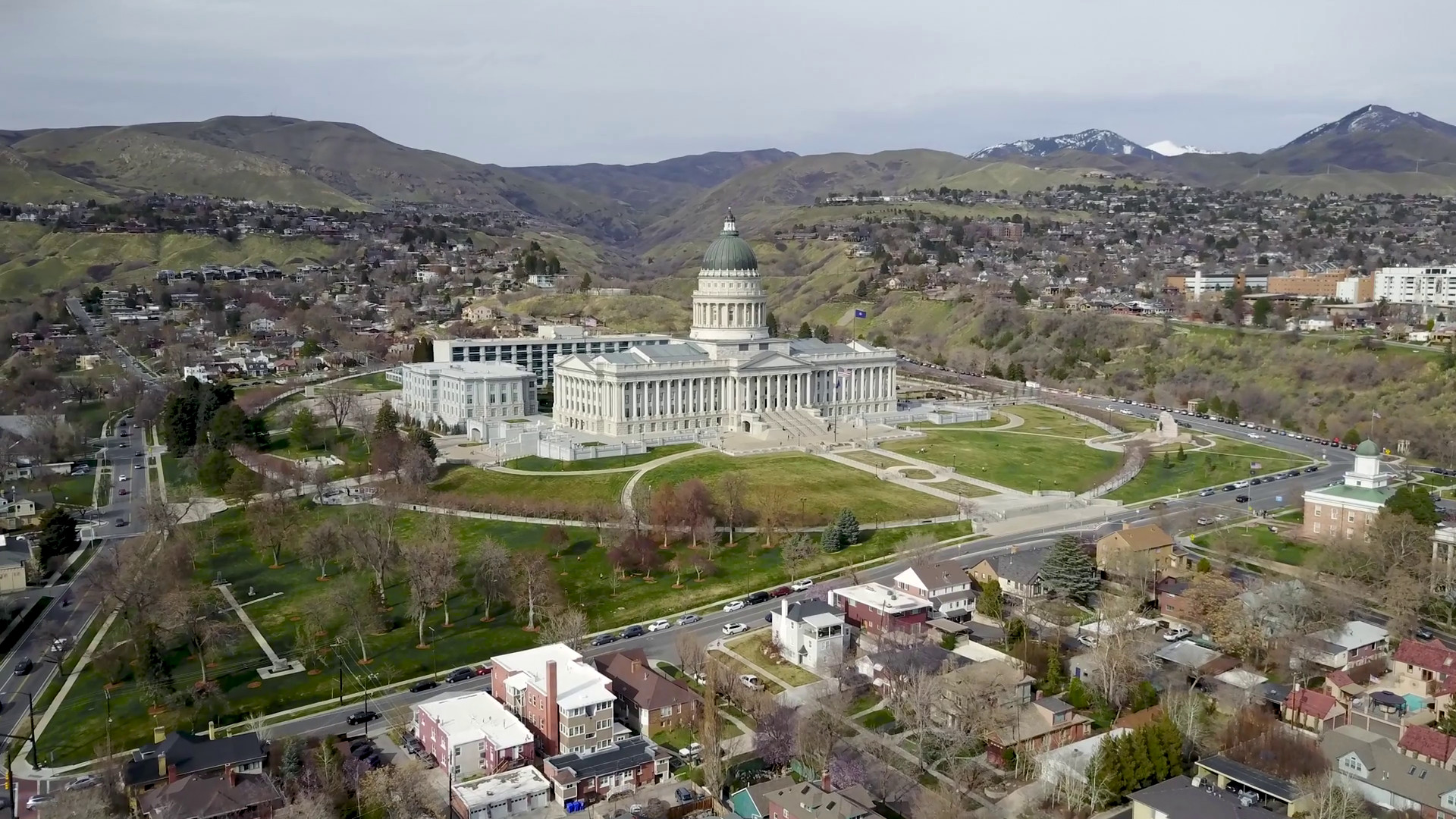 1920x1080 State of Utah capitol building aerial landscape mountain background Stock  Video Footage - Storyblocks Video