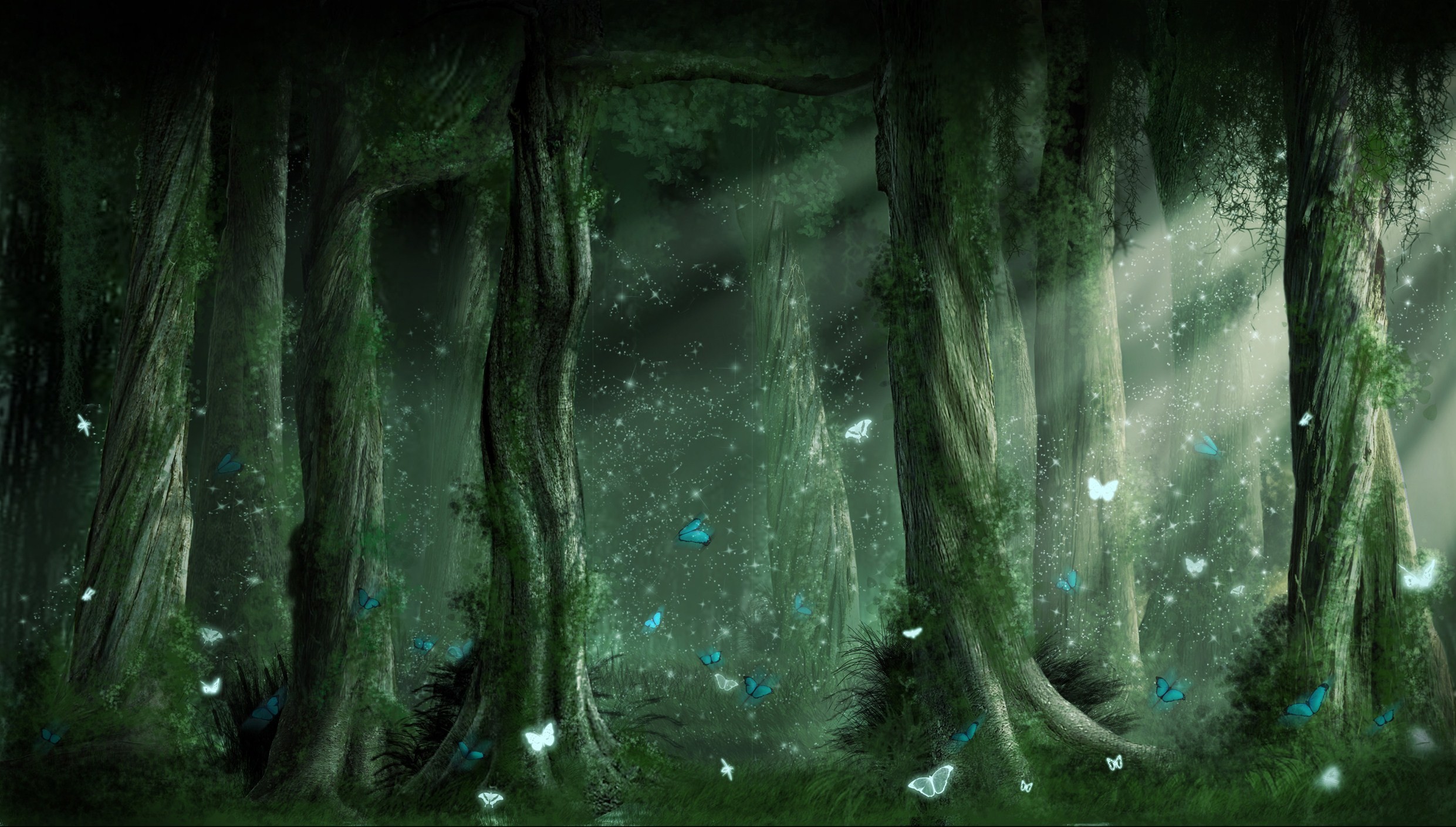 2481x1409 Fantasy Forest Backgrounds | Fantasy - Forest Wallpaper