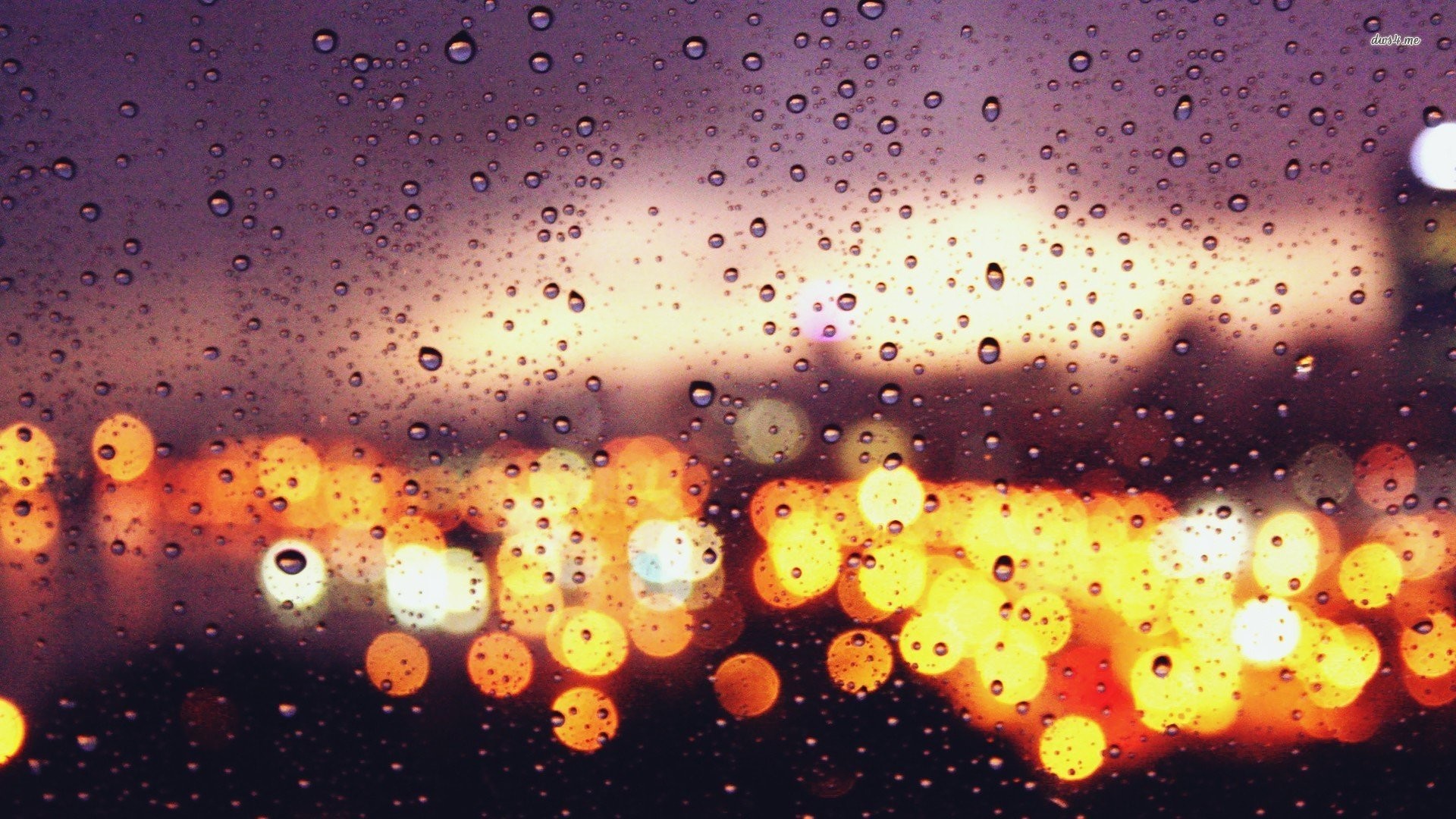 1920x1080 City Lights Behind The Rainy Window
