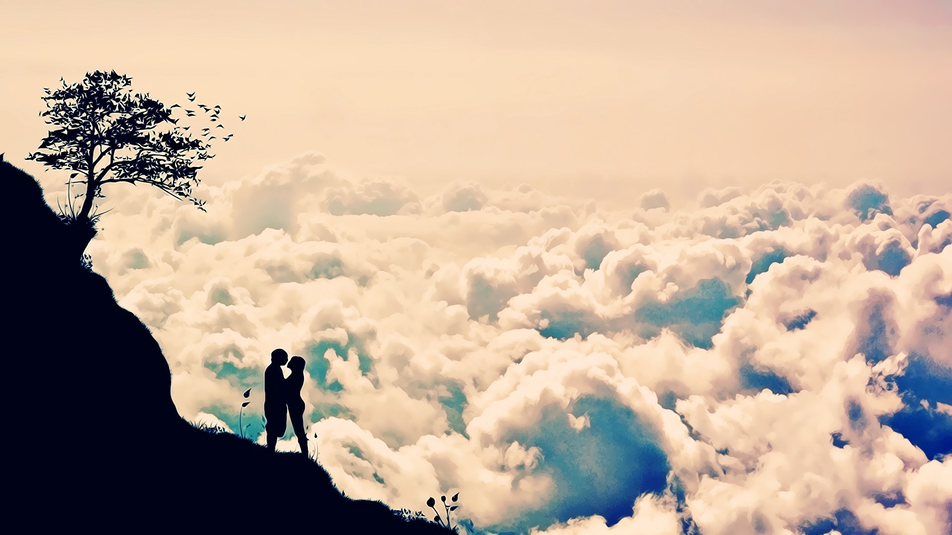1920x1080 love, Silhouette, Clouds, Cliff Wallpapers HD / Desktop and Mobile  Backgrounds
