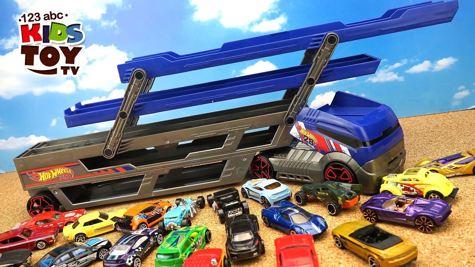 1920x1080 Hot Wheels Transporter and 40 Cars! 