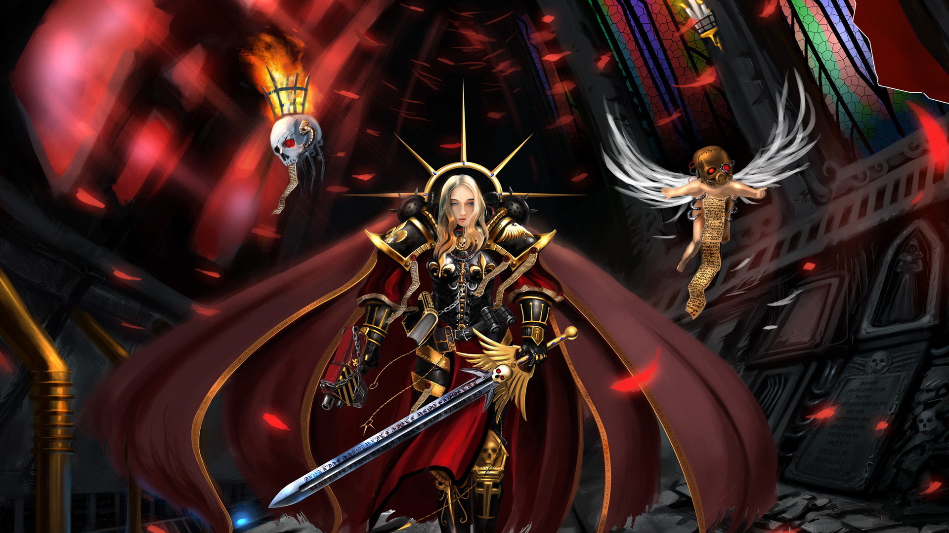 1920x1080 Warhammer 40k sci fi science fantasy warriors weapons sword armor dark  skulls angels evil wallpaper |  | 37468 | WallpaperUP