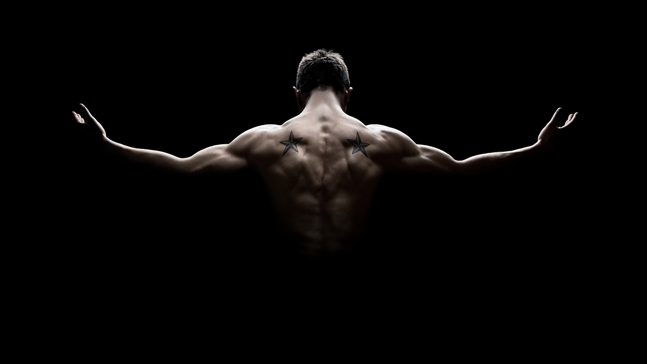 2560x1440 Wallpaper Men Muscle Human back Black background  Man