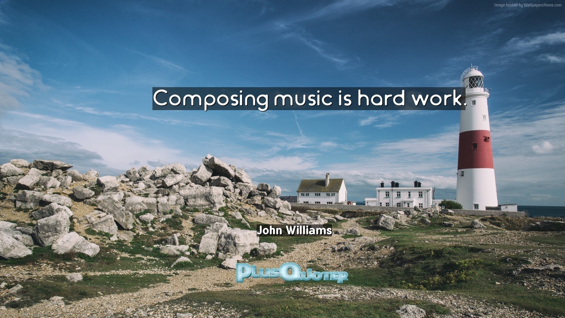 1920x1080 Download Wallpaper with inspirational Quotes- "Composing music is hard work."-  John