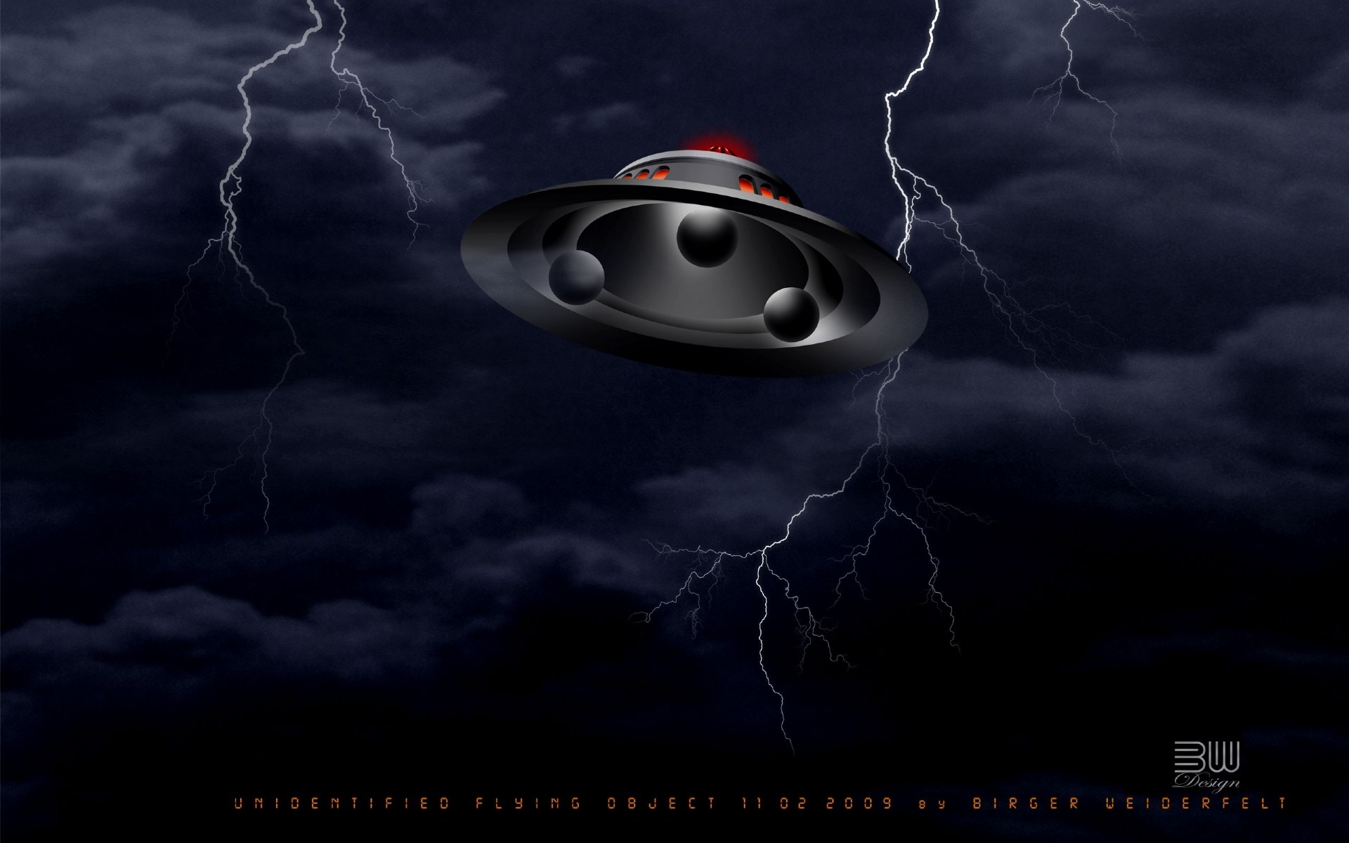 1920x1200 Sci Fi UFO Artistic Sky Dark Blue Lightning HD Wallpaper - HD Wallpapers