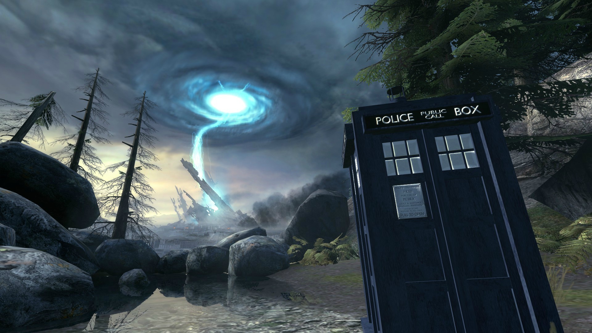 1920x1080 Had insomnia last night and decided to make this wallpaper using Garry's mod!  (a Half life 2 Sandbox mod) Does r/doctorwho approve?