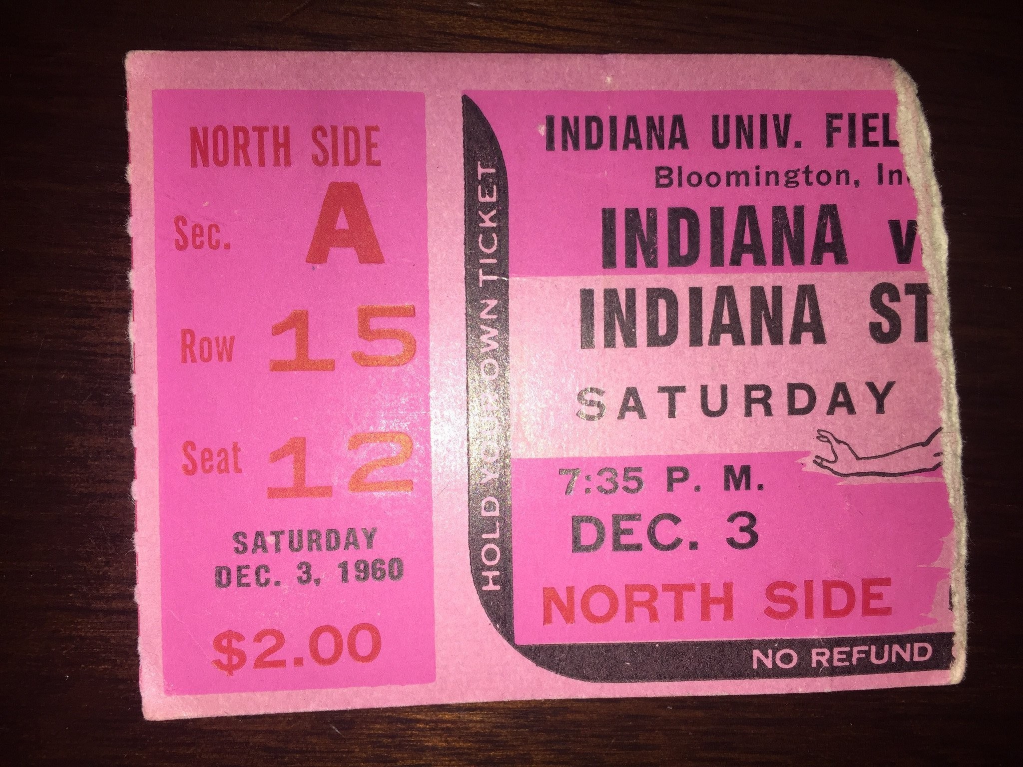 2048x1536 1960 Indiana University vs Indiana State Basketball Ticket Stub, 1st Game  in Fieldhouse