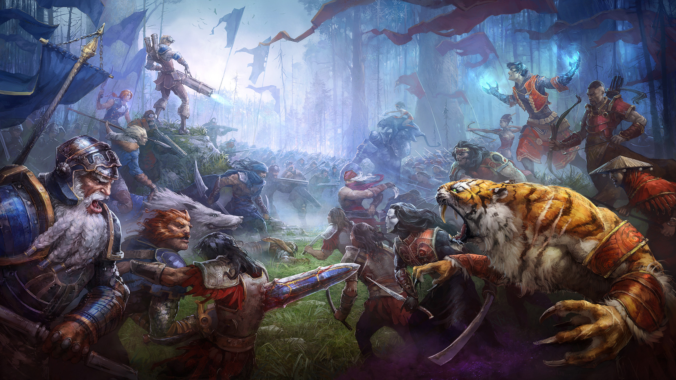 2300x1295 Epic-Battle-Fantasy Epic Battle Fantasy war weapons swords tiger guns  archer people warriors