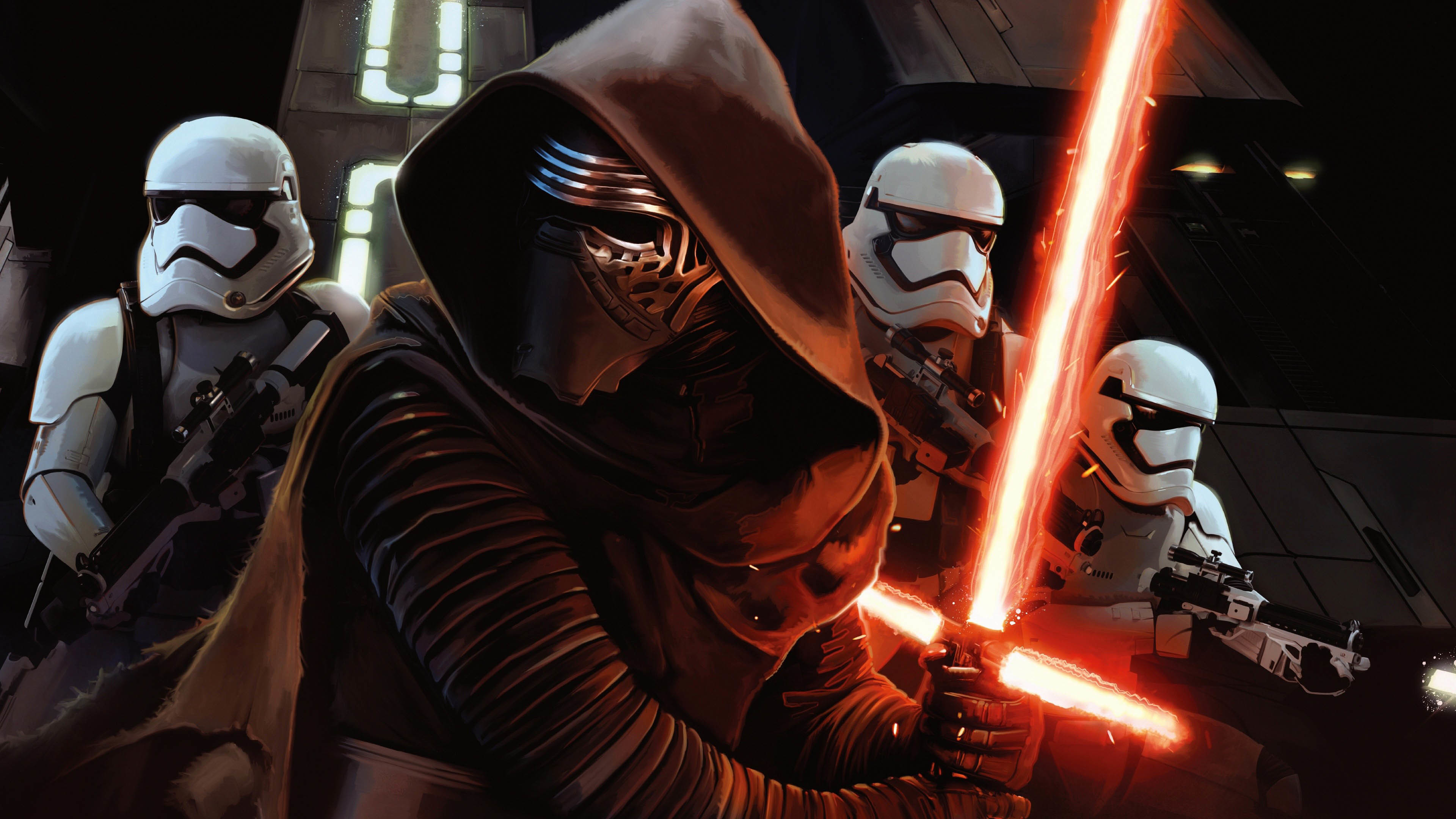 3840x2160 Kylo Ren & Stormtroopers - Star Wars: The Force Awakens  wallpaper