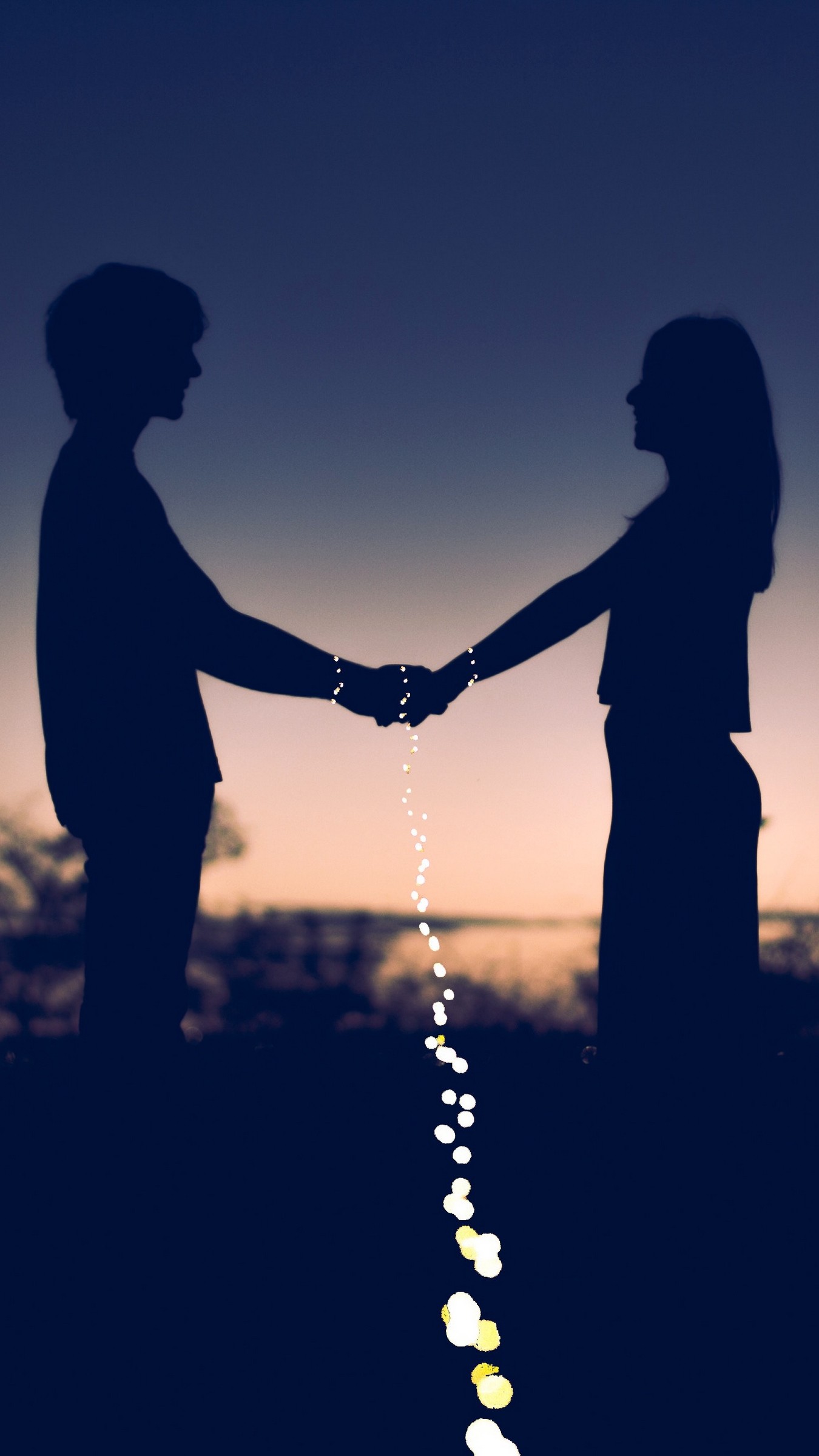 1350x2400  Wallpaper couple, love, silhouettes, happiness