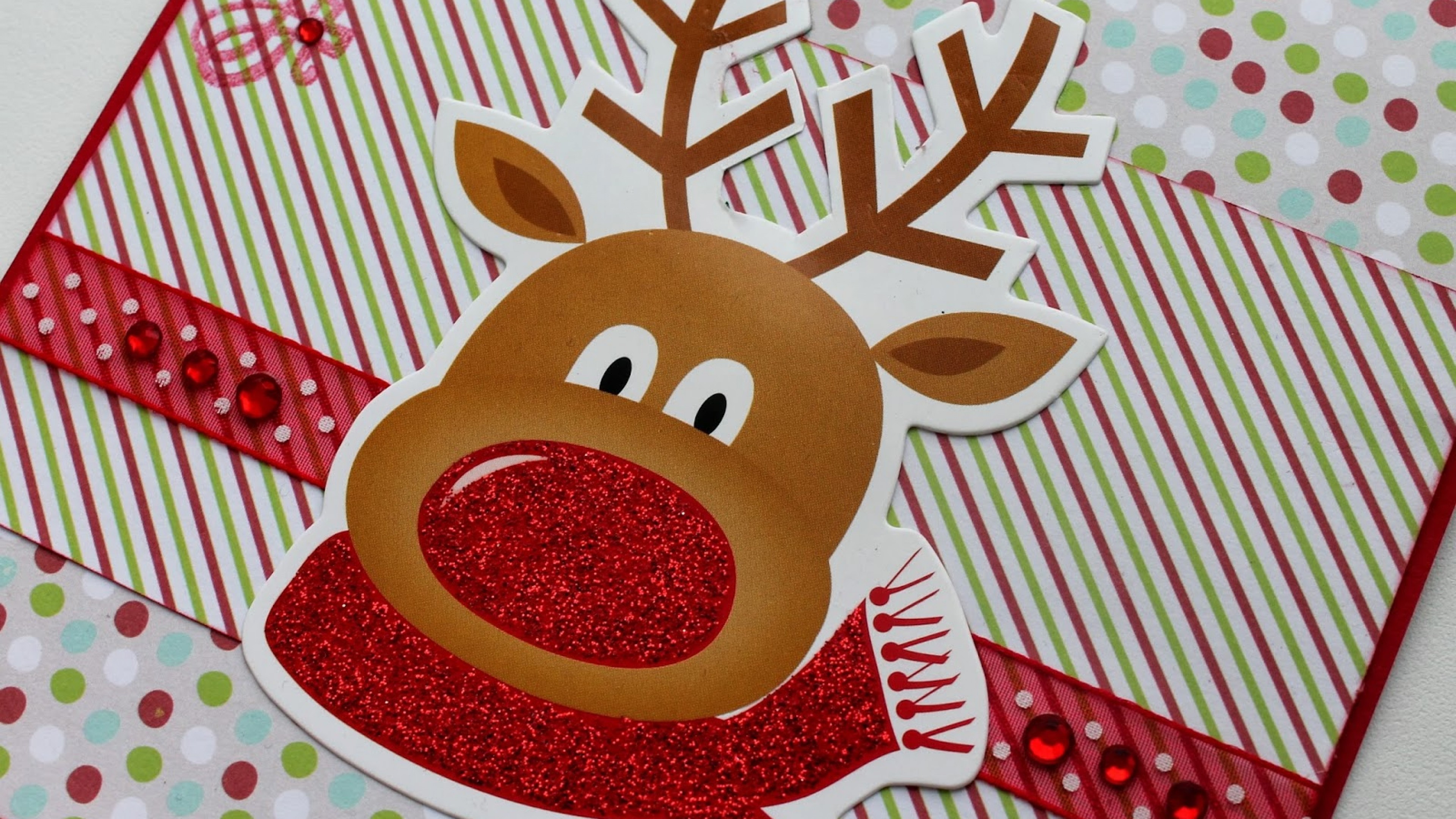 3840x2160  Wallpaper rudolph red-nosed reindeer, rudolph, card, new year