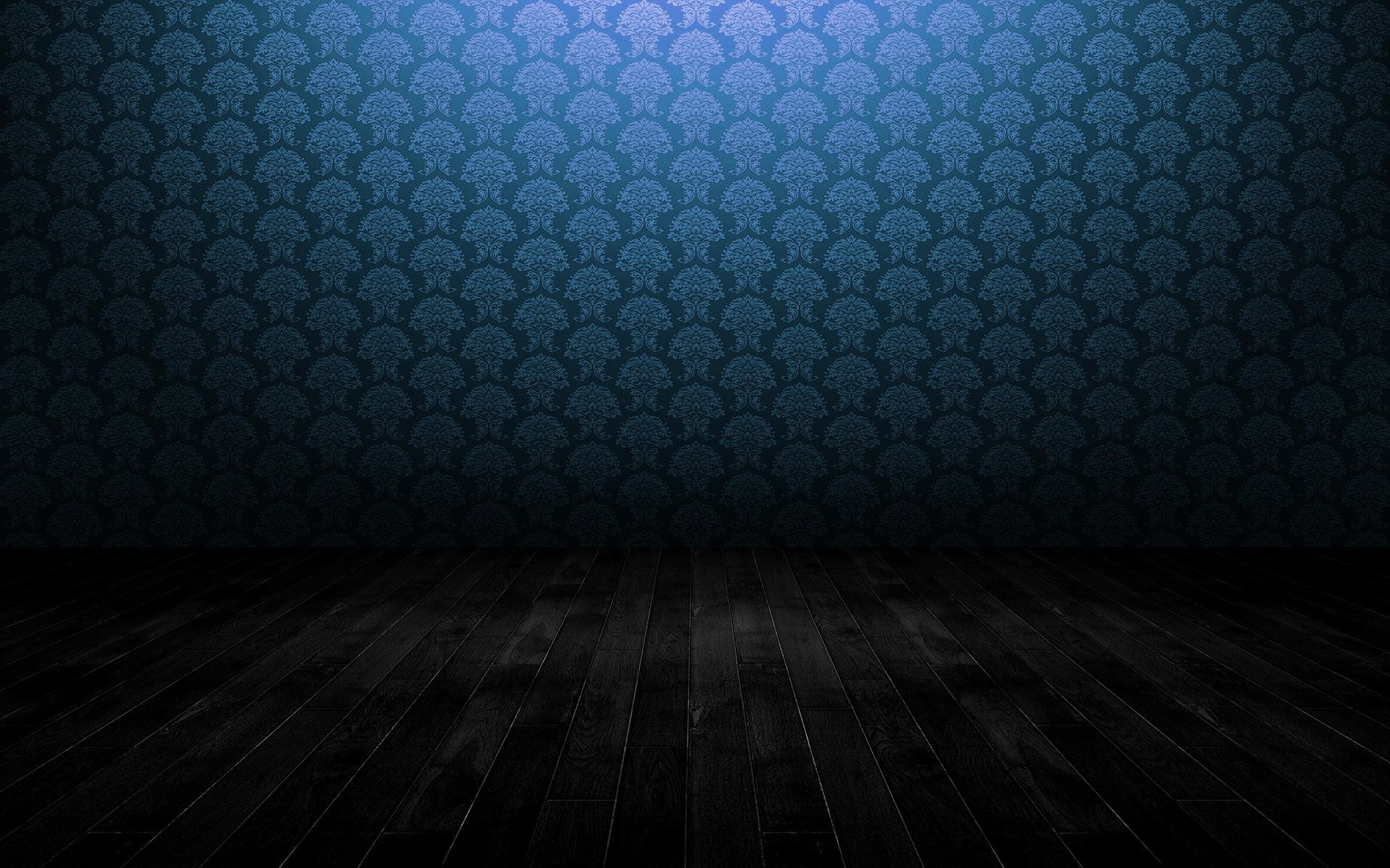 1920x1200 HD Blue pattern wall and wooden floor Wallpaper