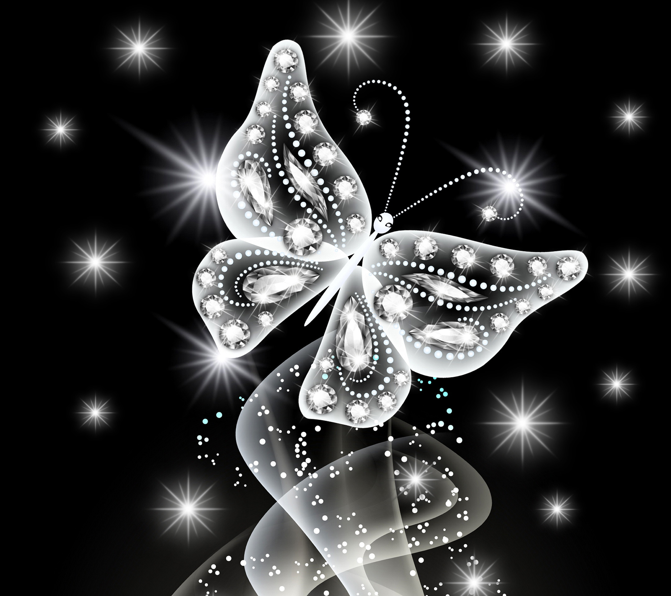 2160x1920 Wallpaper neon butterfly abstract white diamonds jem sparkle 