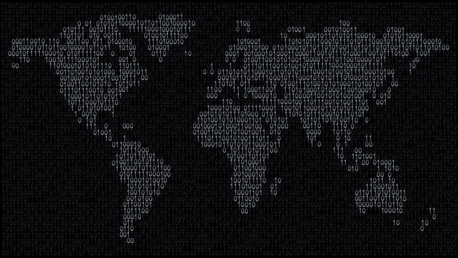 1920x1080 Typography binary numbers maps digital art world map wallpaper .