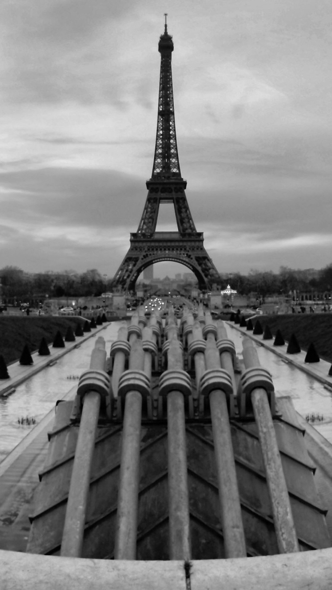 1080x1920 Black and white Paris Wallpaper