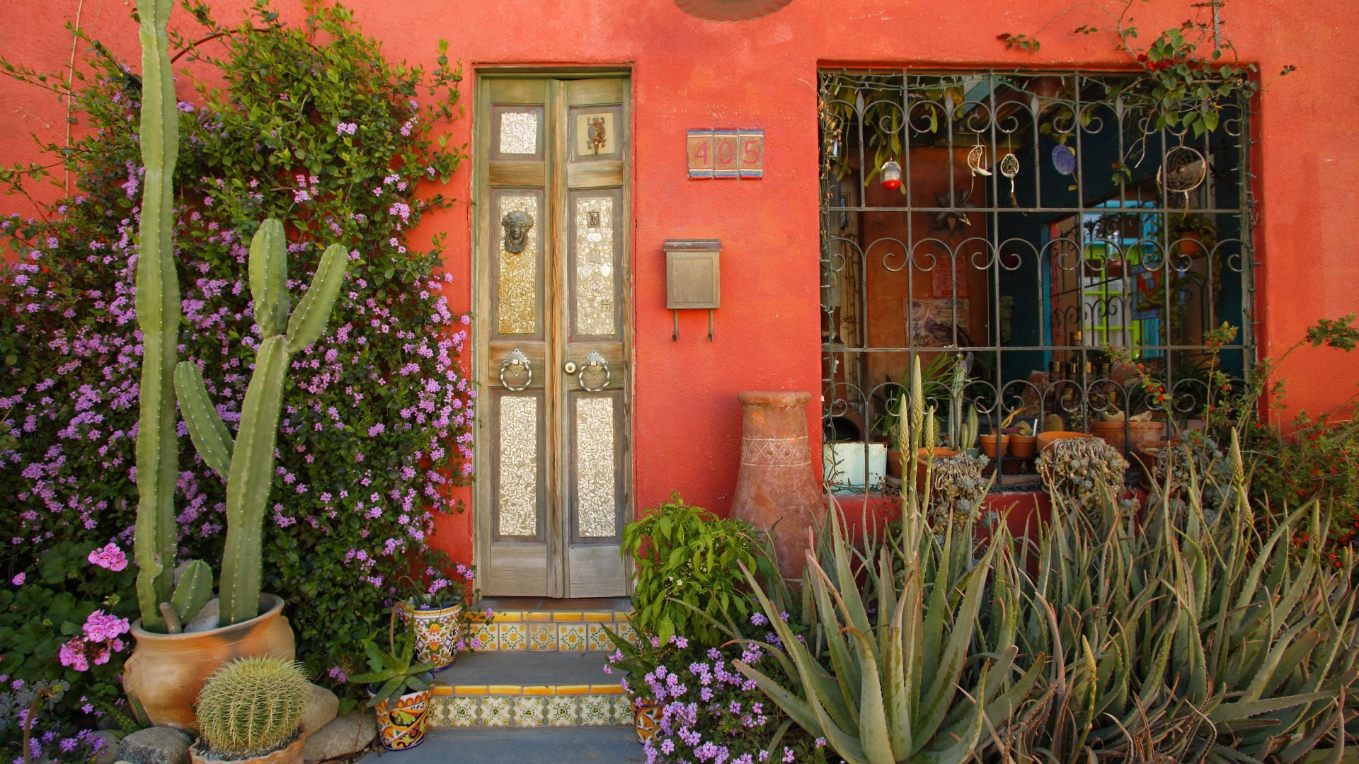 1920x1080 Houses - Historic Home Tuscon Arizona Restored Tucson House Cactus Window  Door Free Desktop Wallpaper for