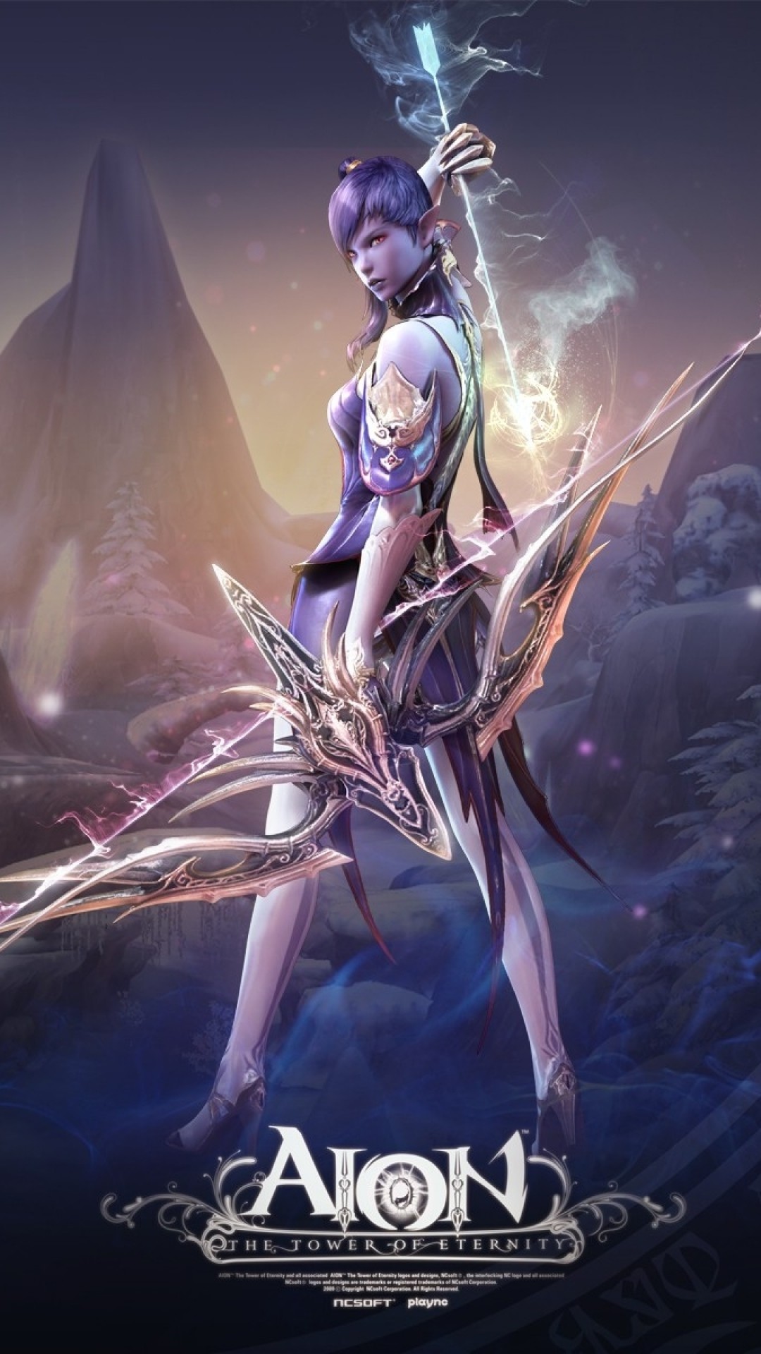 1080x1920  Wallpaper aion the tower of eternity, girl, fire, magic, monster