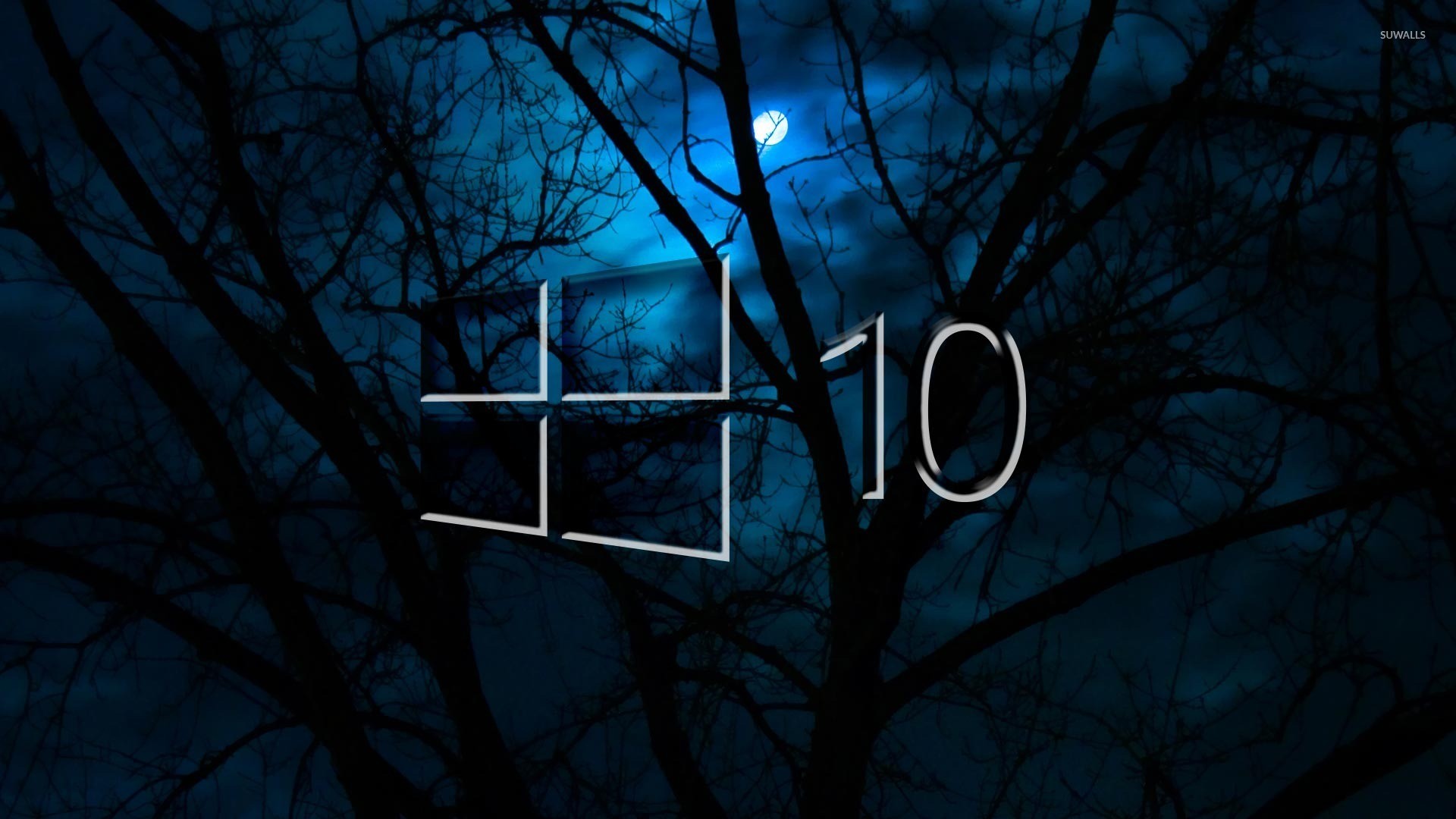 1920x1080 Windows 10 in the cloudy night [5] wallpaper