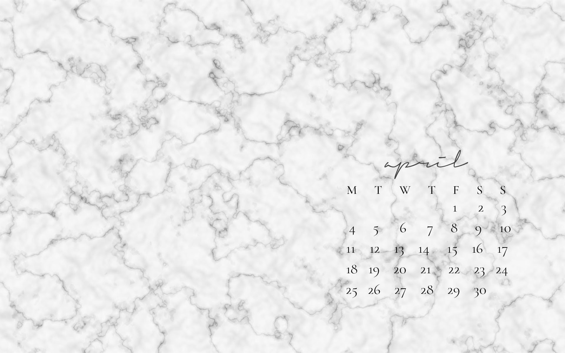 1920x1200 Marble-April-Calendar-Desktop-Wallpaper