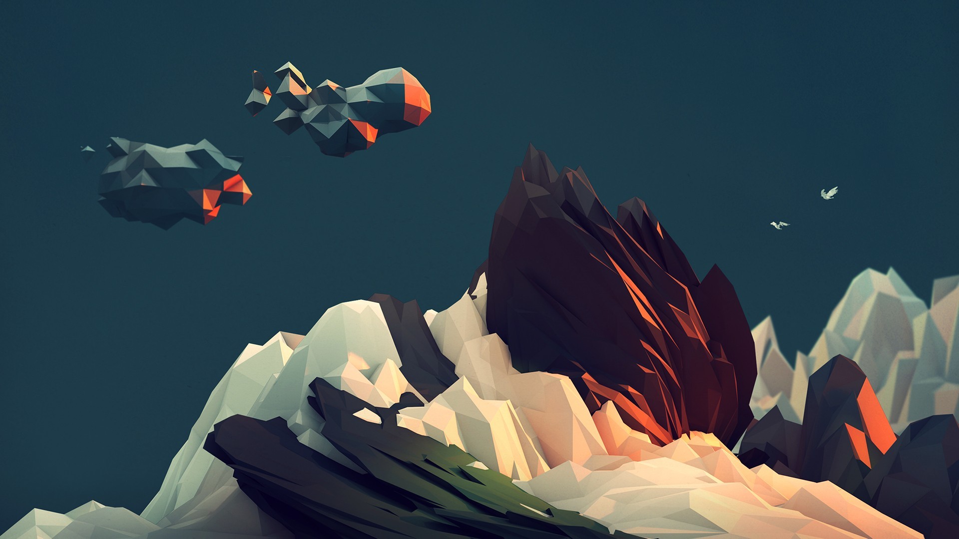1920x1080 Abstract polygon mountain wallpaper polygon art geometric shapes mountains  rocks clouds sky minimalist low-poly wallpapers digital illustration design  ...