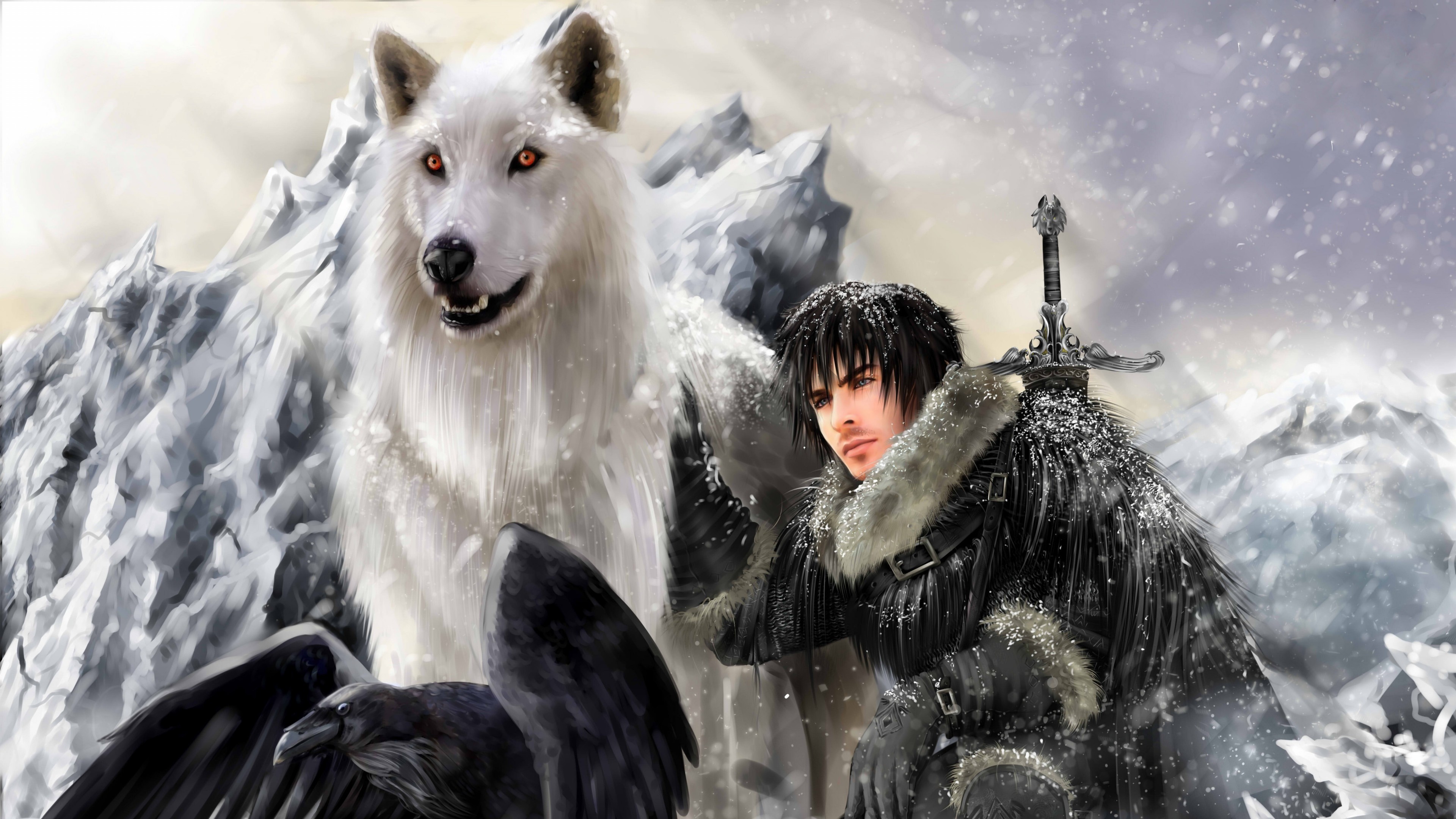 3840x2160  Wallpaper the song of ice and fire, game of thrones, jon snow,