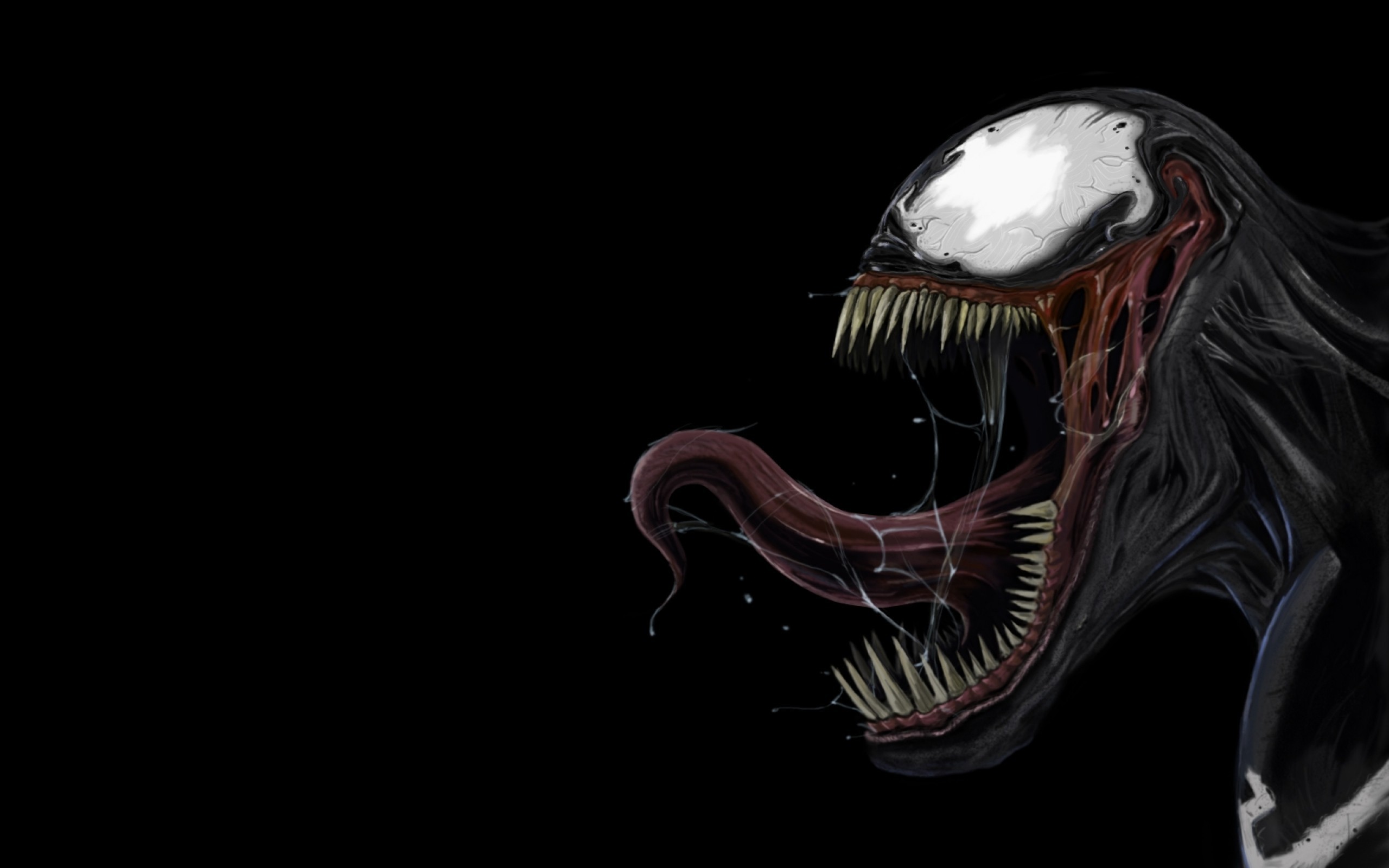 2560x1600 Black Background Dark Marvel Comics Monsters Teeth Tongue Venom