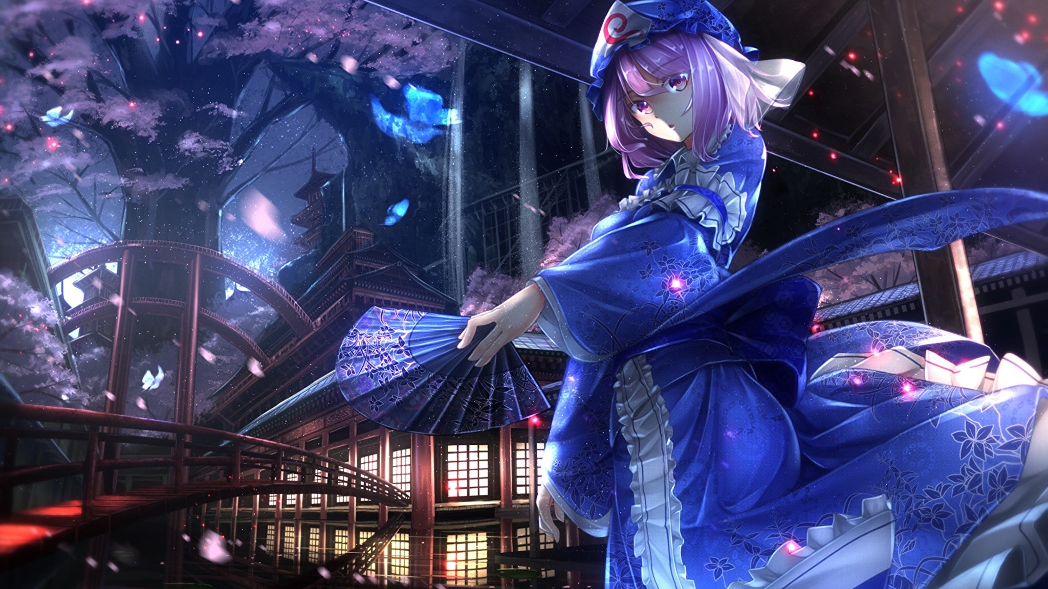2048x1152 Wallpaper Touhou Collection Girls Anime Glance gown  Staring Dress  frock