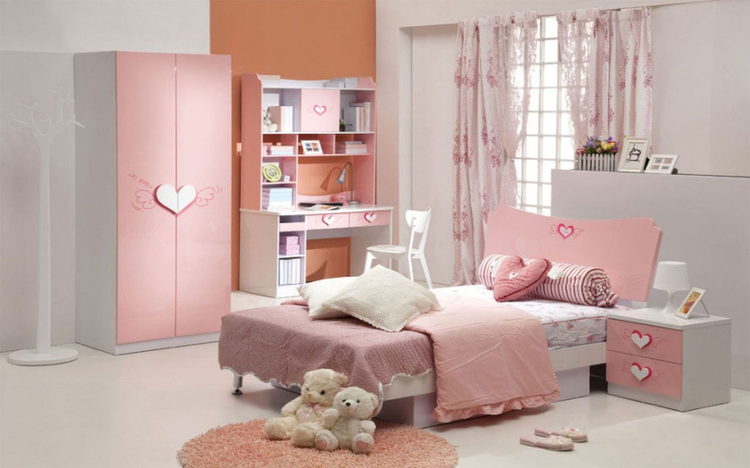 2560x1600 White Bunk Beds Girls Room Wallpaper House Pink And Sweet Teen Bedroom  Style Interior Decorating Ideas Pretty