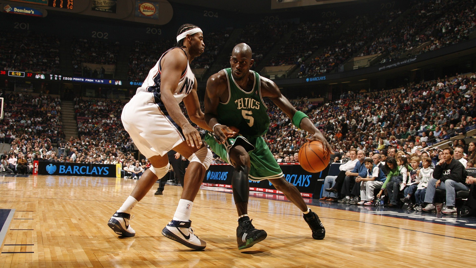 1920x1080 NBA Basketball Kevin Garnett Boston Celtics versus New Jersey Nets wallpaper