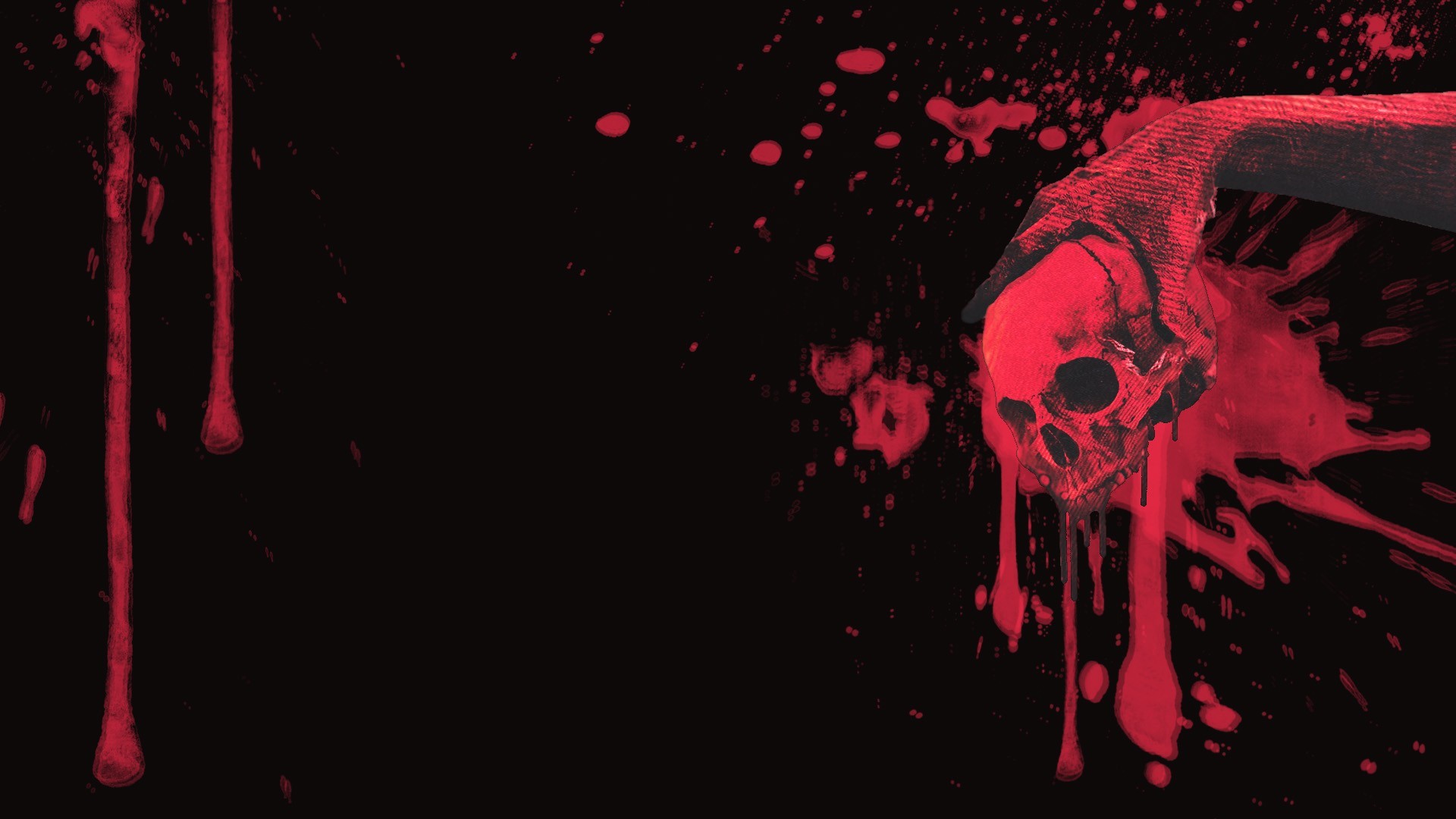 1920x1080 #skull, #red, #blood, #black, wallpaper