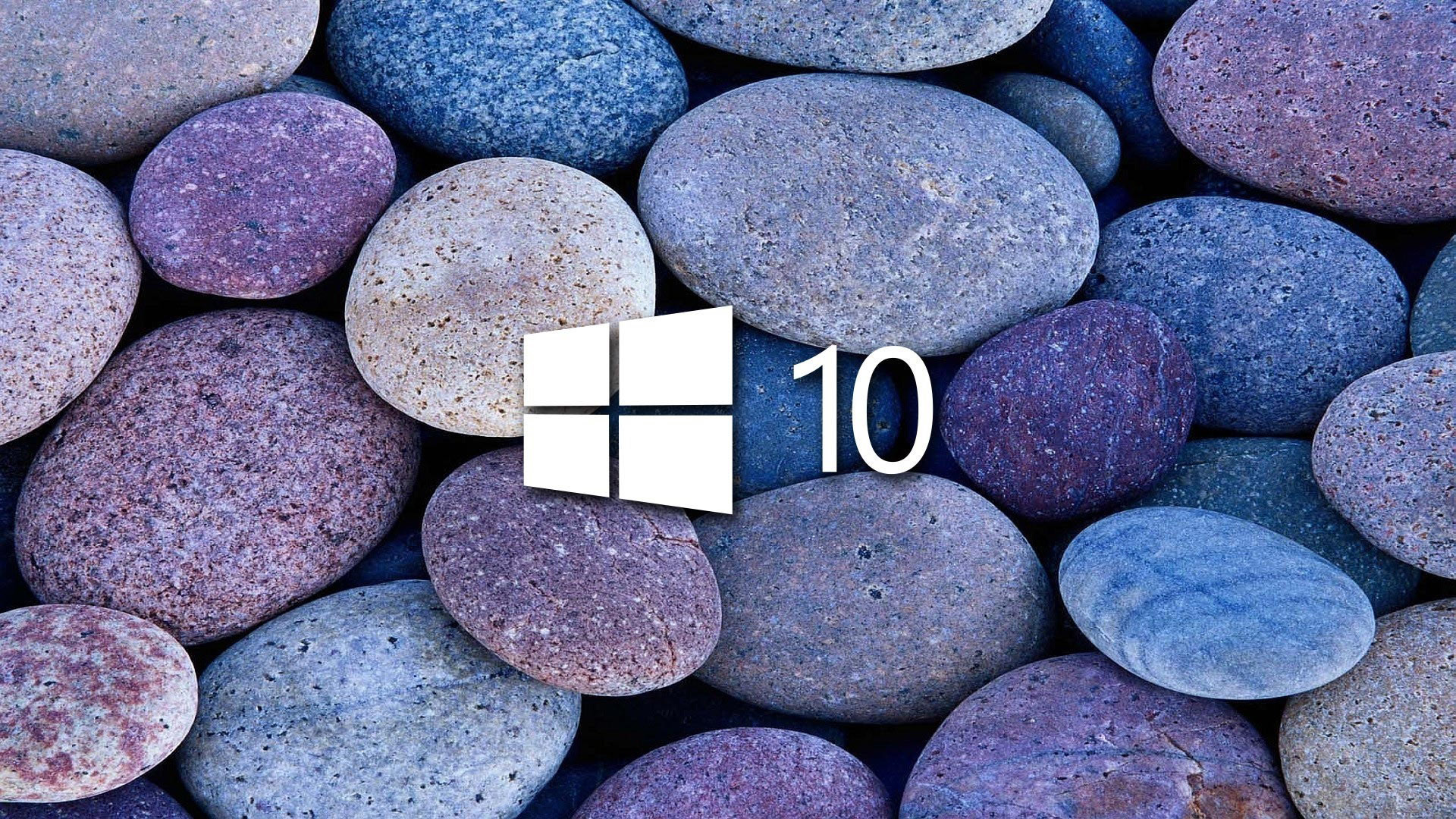 1920x1080 white windows 10 on blue and purple stones