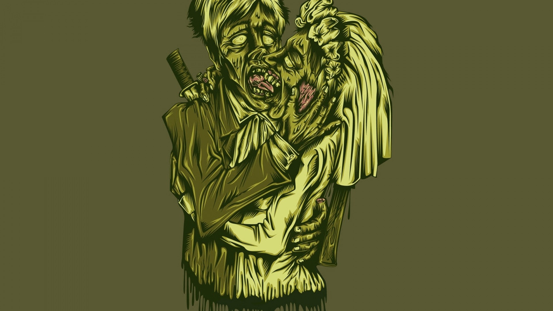 1920x1080 Preview wallpaper zombie, kiss, couple, tongue 