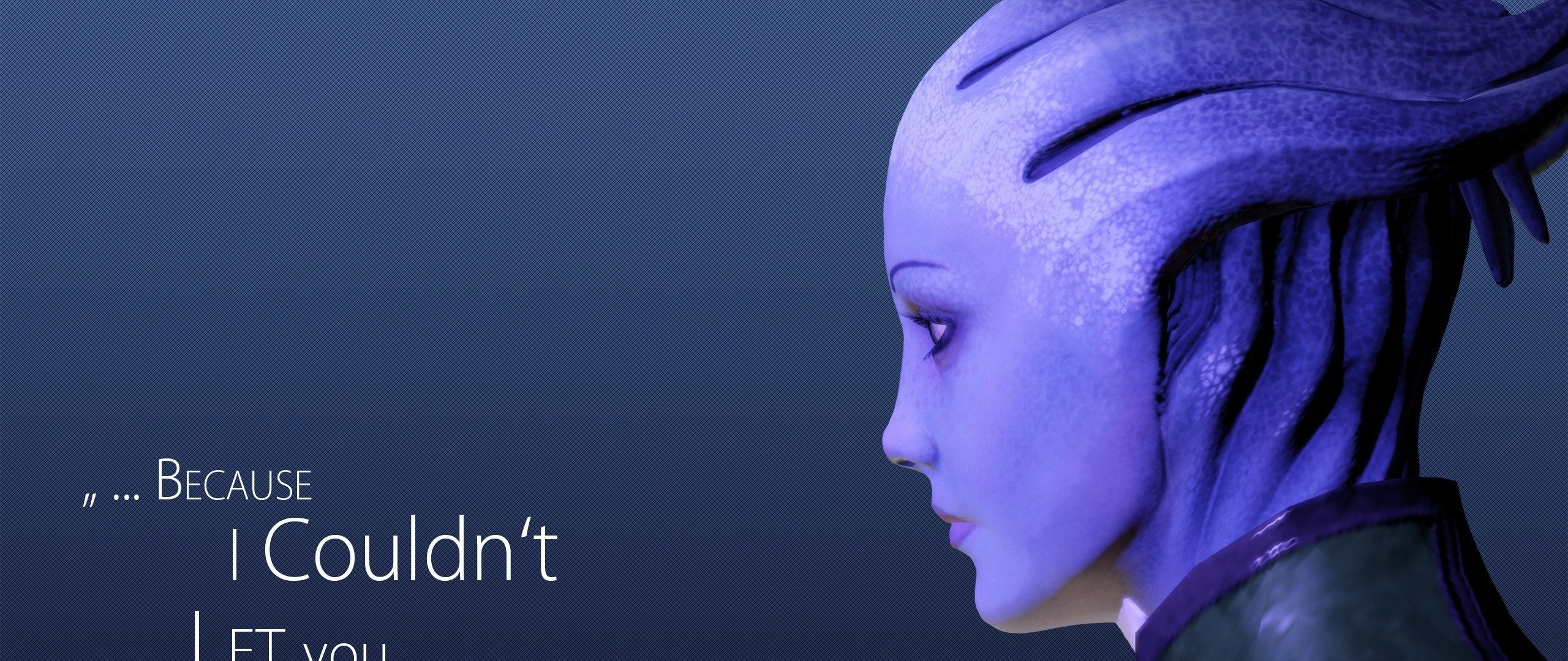 2560x1080 Preview wallpaper mass effect, liara tsoni, quote, look, character, female  