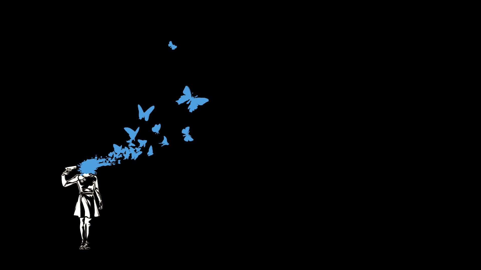 1920x1080 Anime  butterfly minimalism dark gun suicide black background  artwork Persona 3 Persona series