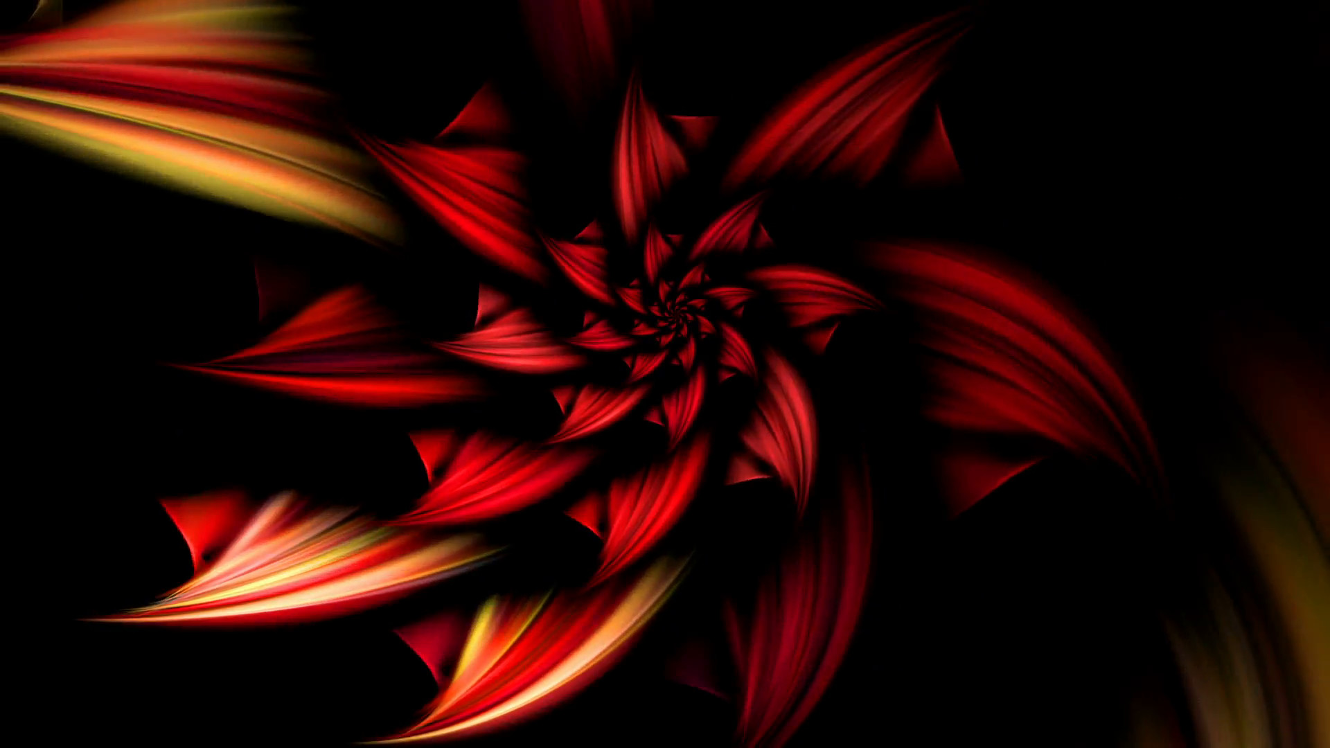 1920x1080 Subscription Library Fiery Flower - red fiery flower on black background,  animated abstract illustration, 30fps,