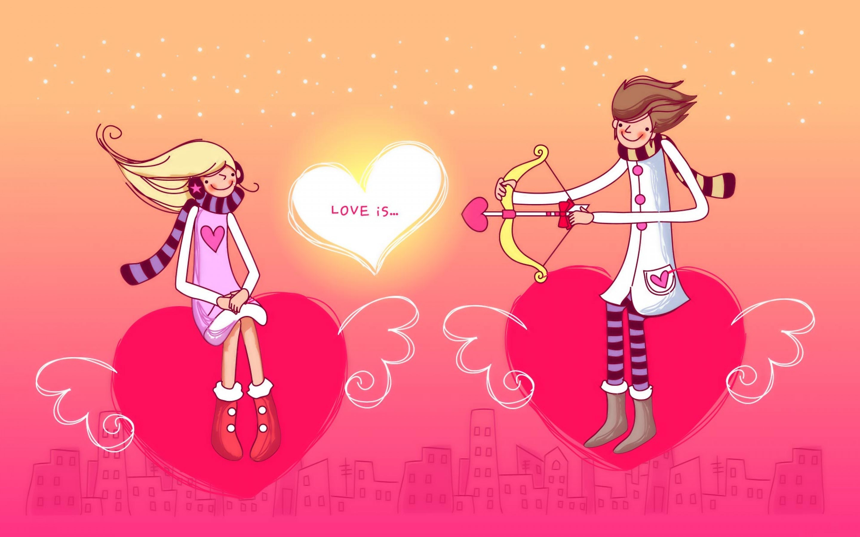 2880x1800 Valentine's Cute Cartoon Wallpaper