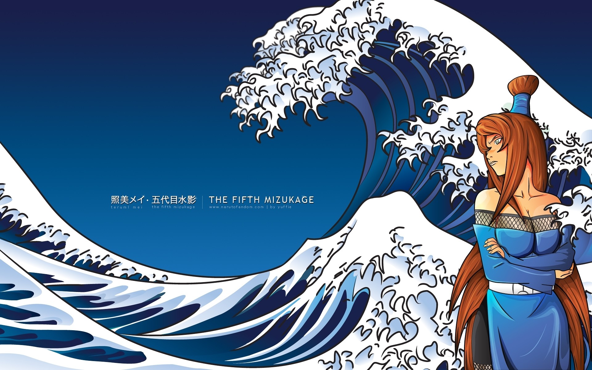 1920x1200 Waves naruto shippuden mizukage mei terumi the great wave off kanagawa   wallpaper