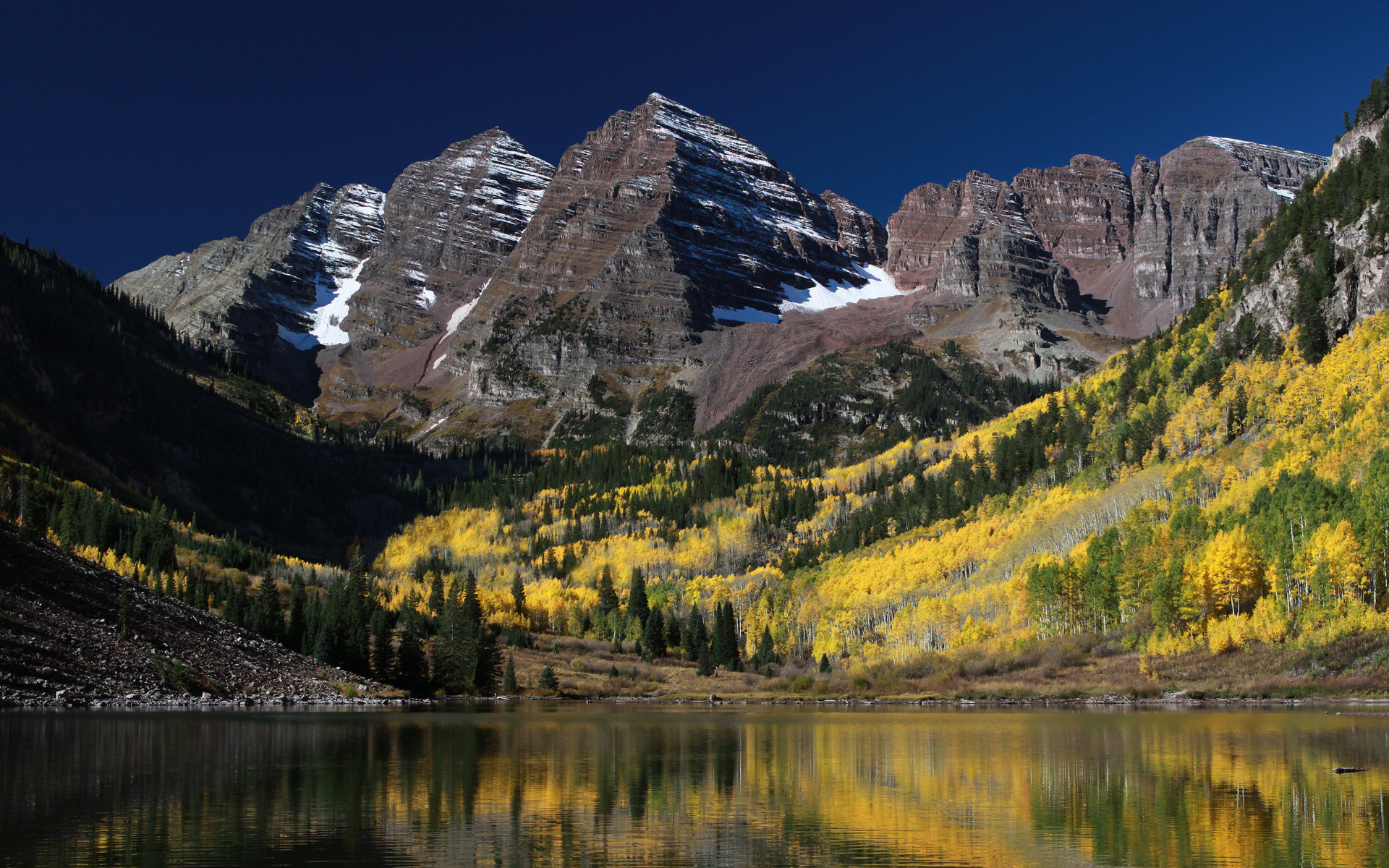 1920x1200 Mountain lake trees landscape nature rocks Colorado USA autumn wallpaper |   | 67239 | WallpaperUP