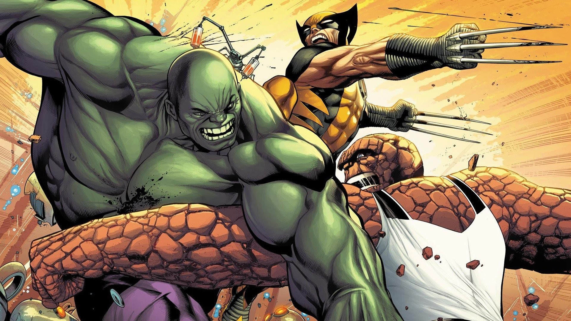 1920x1080 Hulk (comic character) comics Wolverine battles Thing (Ben Grimm) wallpaper  |  | 252353 | WallpaperUP