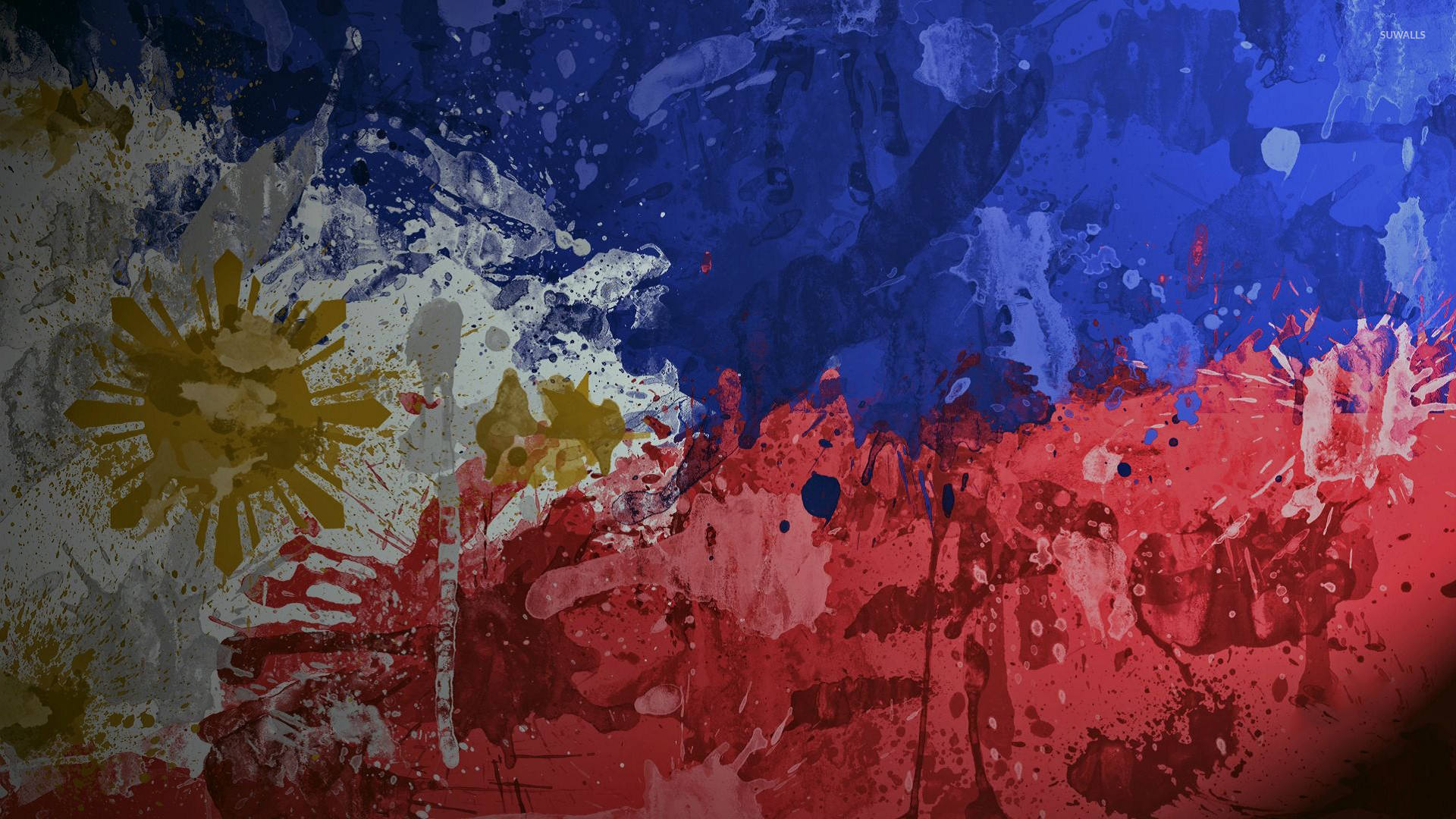 1920x1080 Paint splash on the flag of Philippines wallpaper