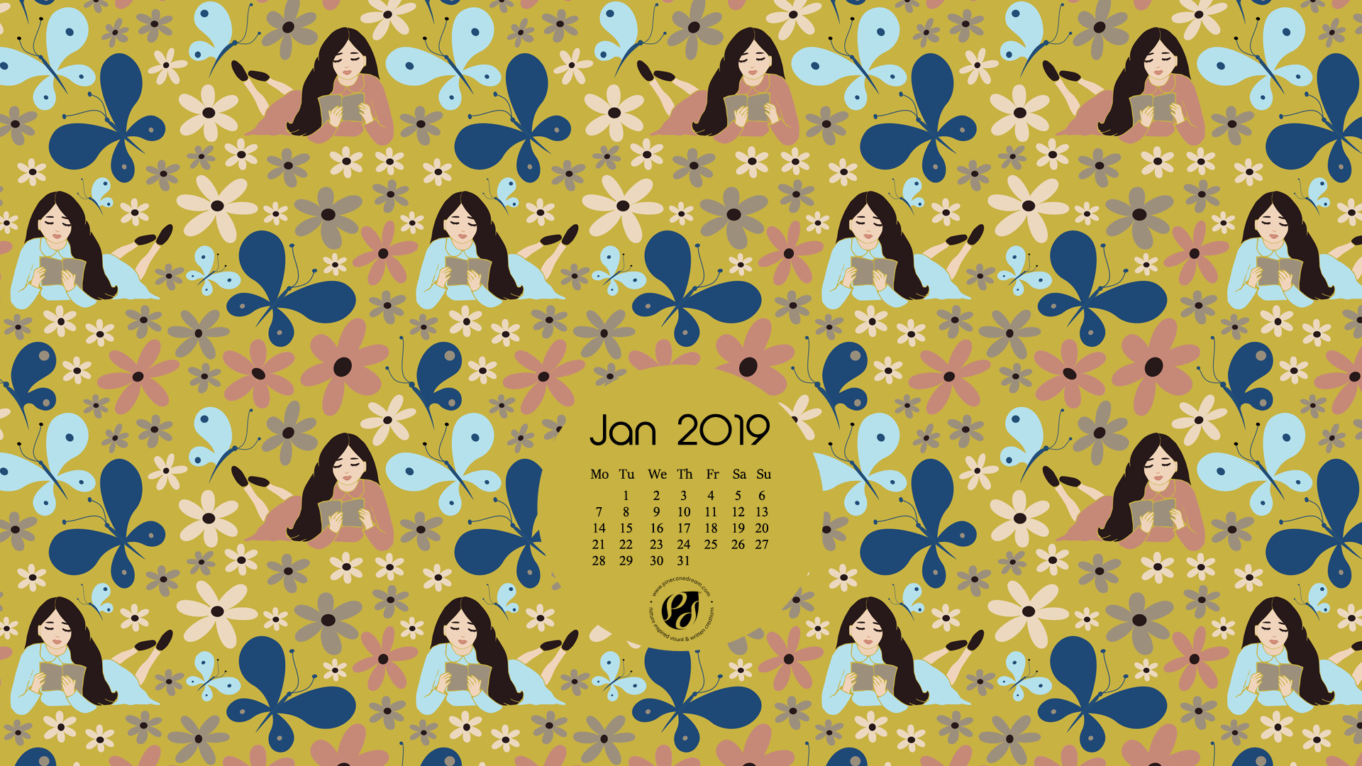 1920x1080 Jan 2019 desktop calendar wallpaper| January 2019 wallpapers | Jan 2019  backgrounds | January 2019 printable planner | butterflies & flowers iPhone  ...