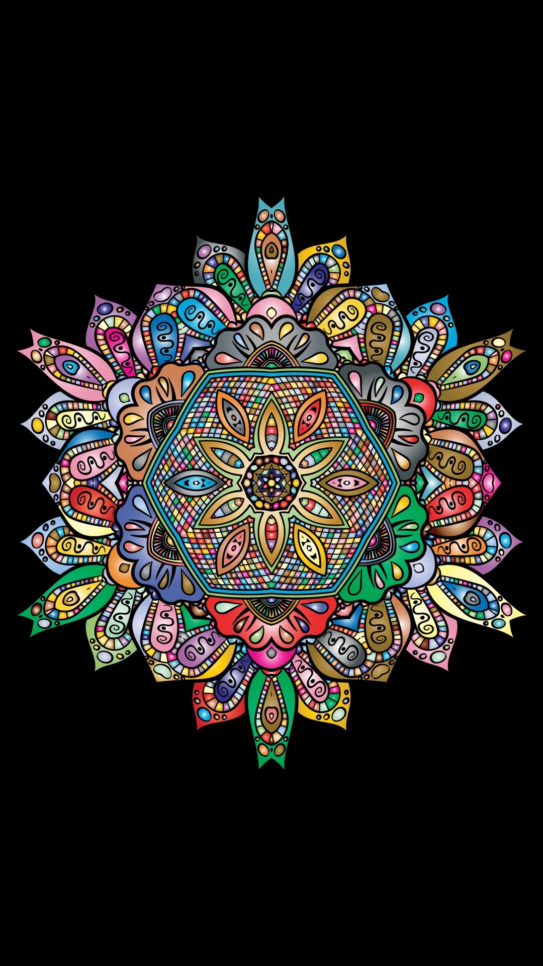 1080x1920  Wallpaper mandala, patterns, colorful, floral