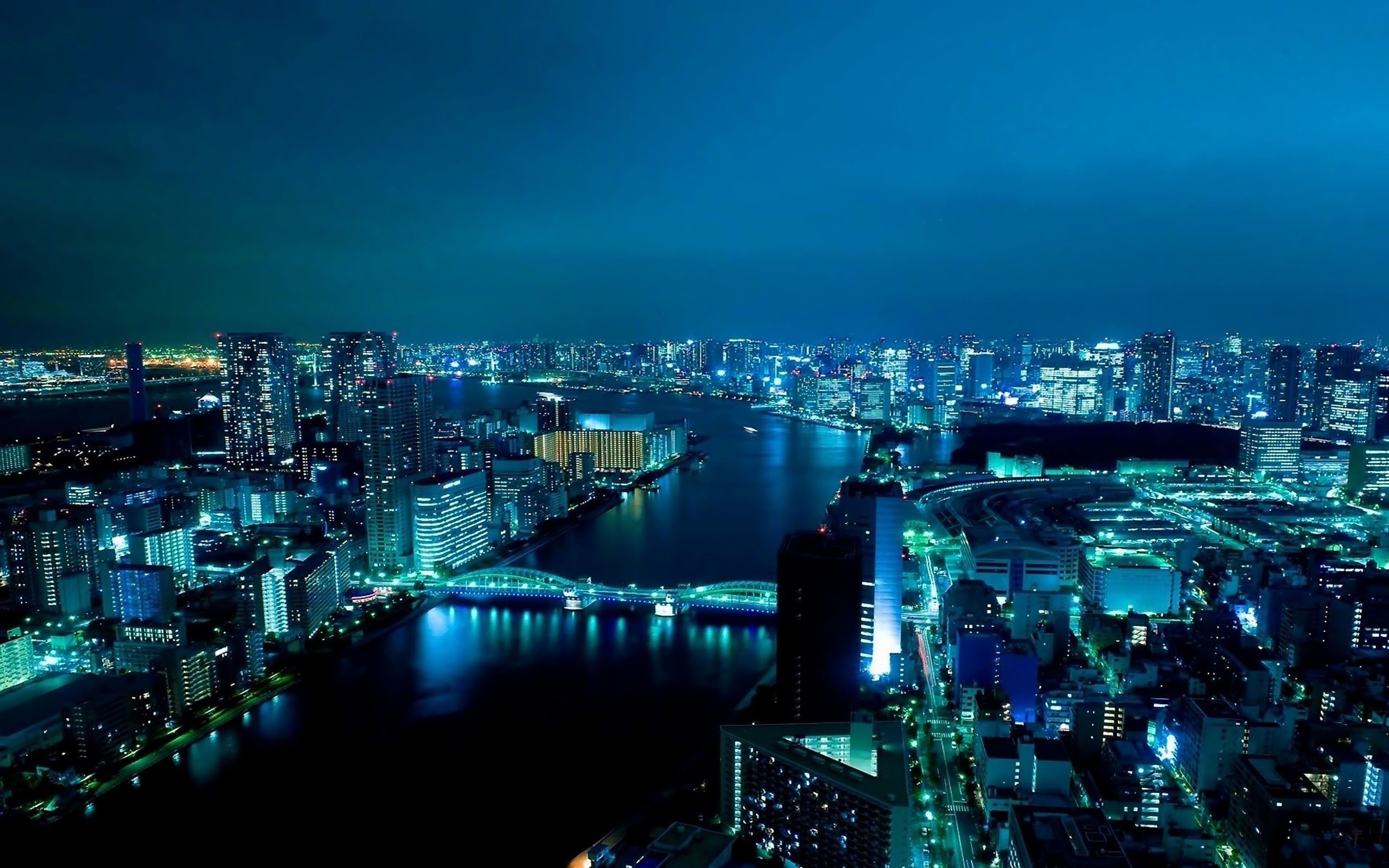 2560x1600 japan tokyo | nighttime view of the Tokyo waterfront, with Eitai Bridge in  the .