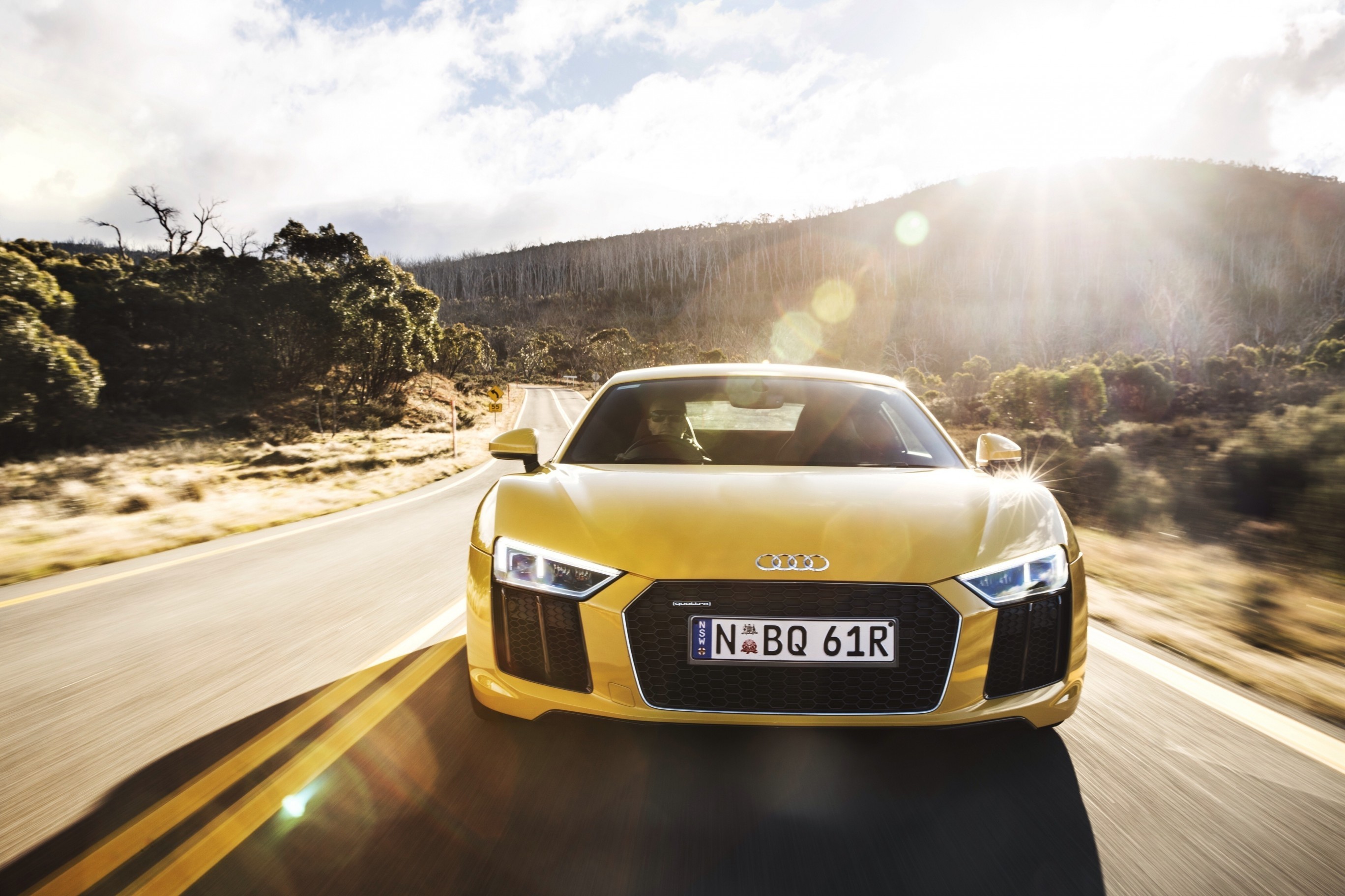 2736x1824 Audi R8 V10, Yellow, Road, Front View, Cars