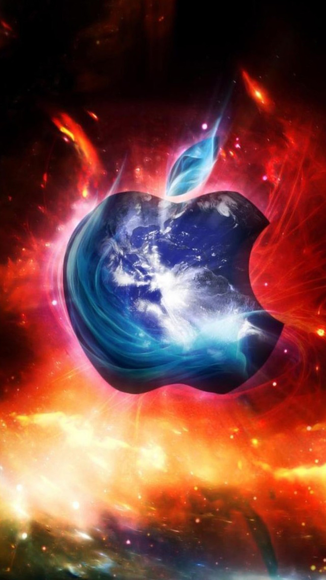 1080x1920 Ice apple and fire background - HD wallpaper